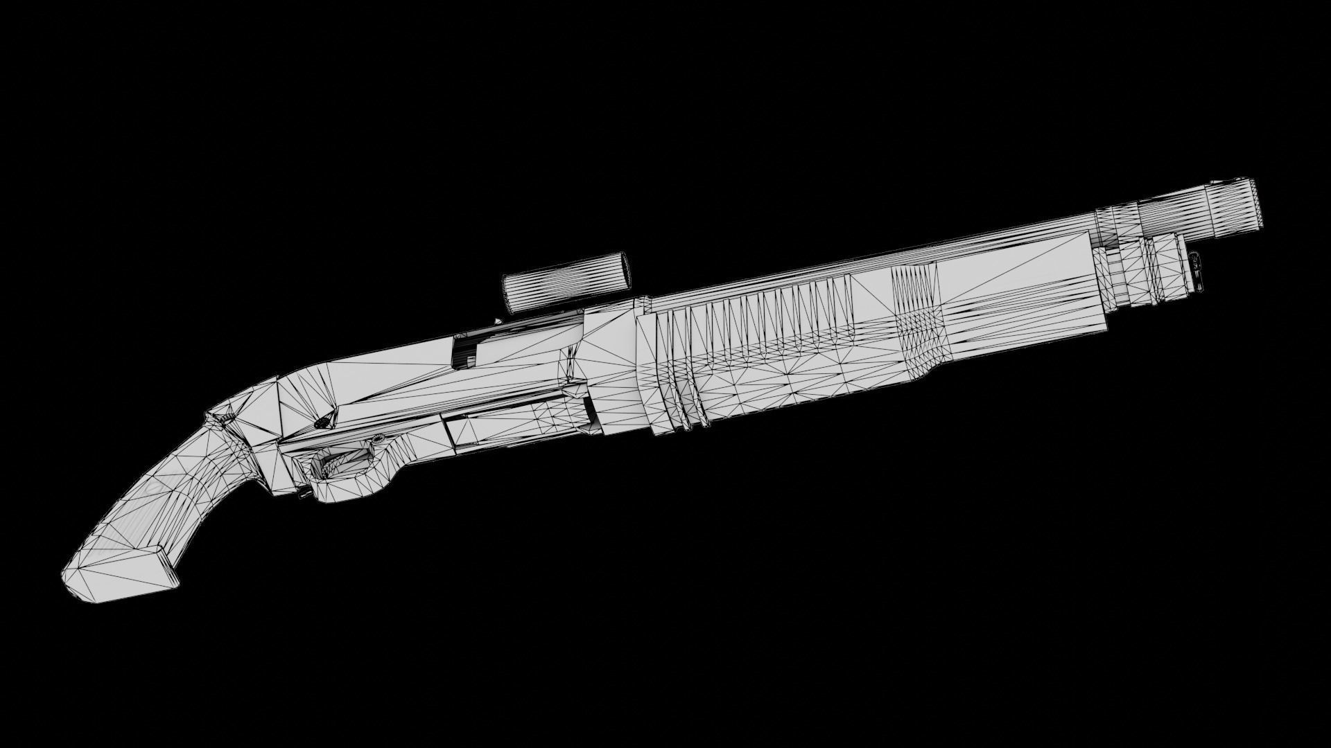 KS-23M Soviet Shotgun Low-poly 3D model_13