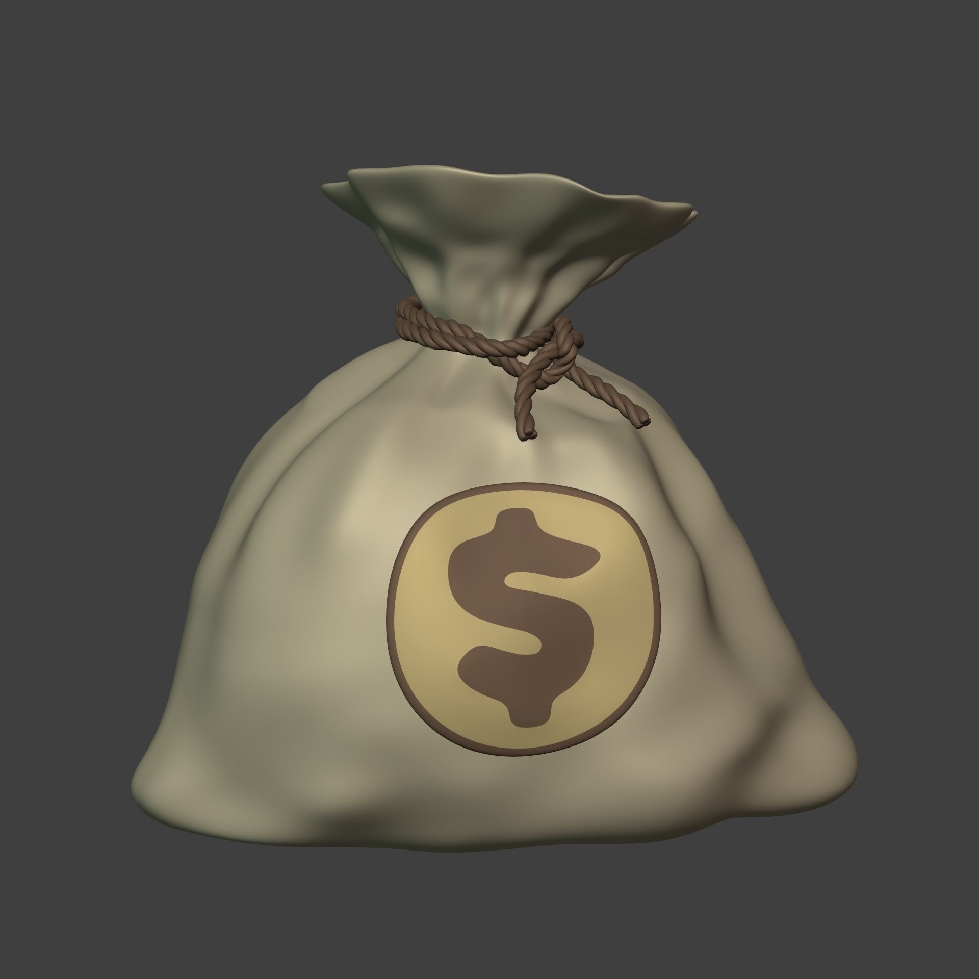 Cartoon Money Bag -- Dollar Sign Icon Low-poly 3D model_1