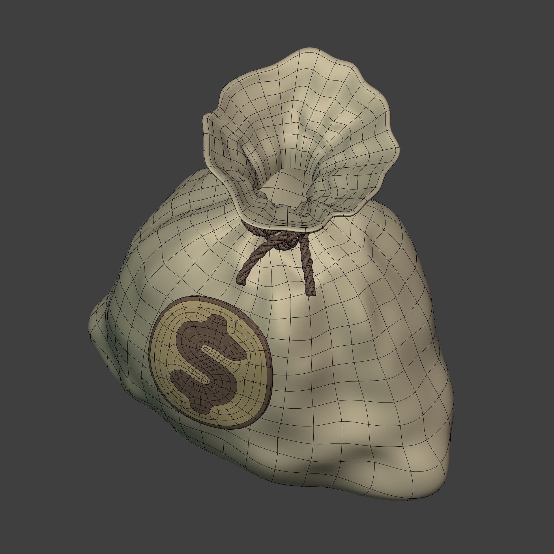 Cartoon Money Bag -- Dollar Sign Icon Low-poly 3D model_8