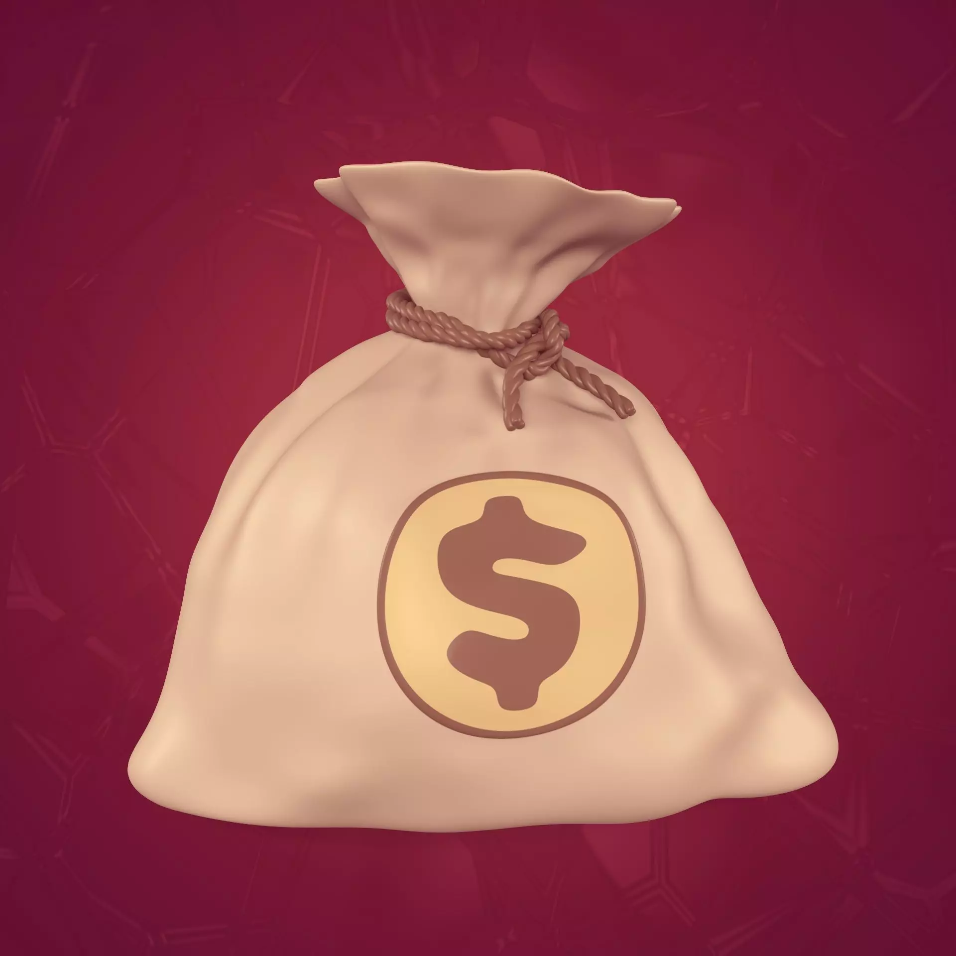 Cartoon Money Bag -- Dollar Sign Icon Low-poly 3D model_0