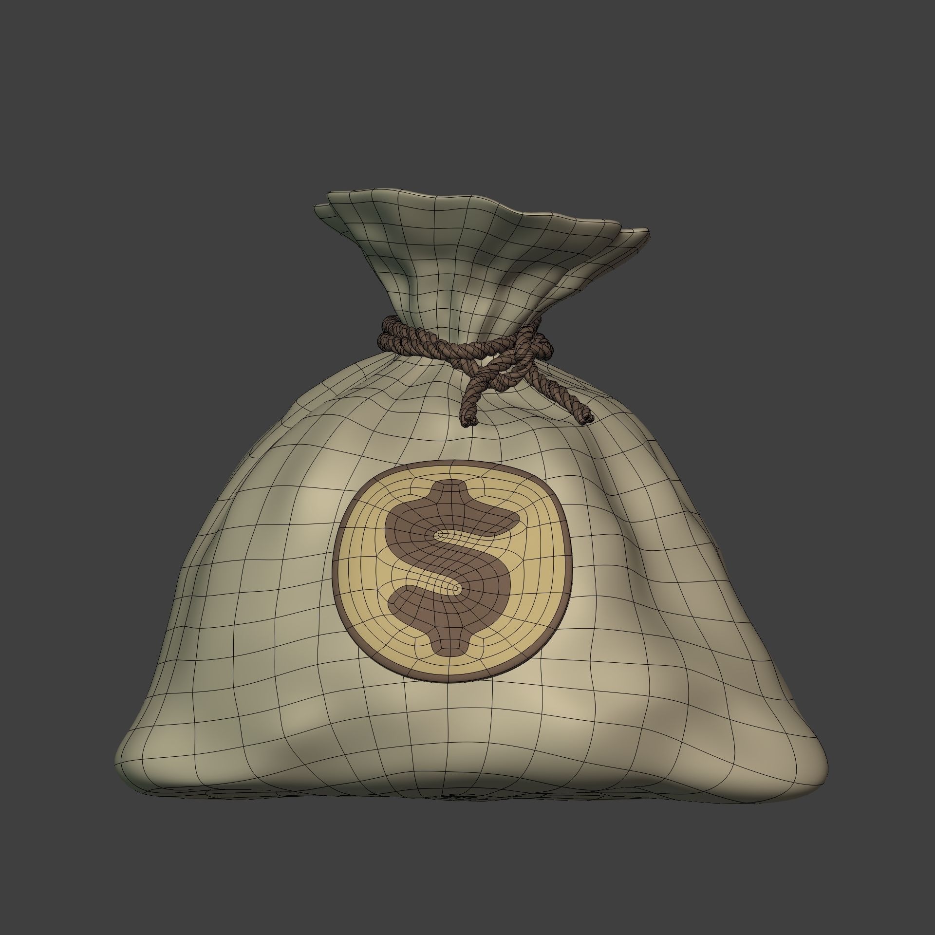 Cartoon Money Bag -- Dollar Sign Icon Low-poly 3D model_6