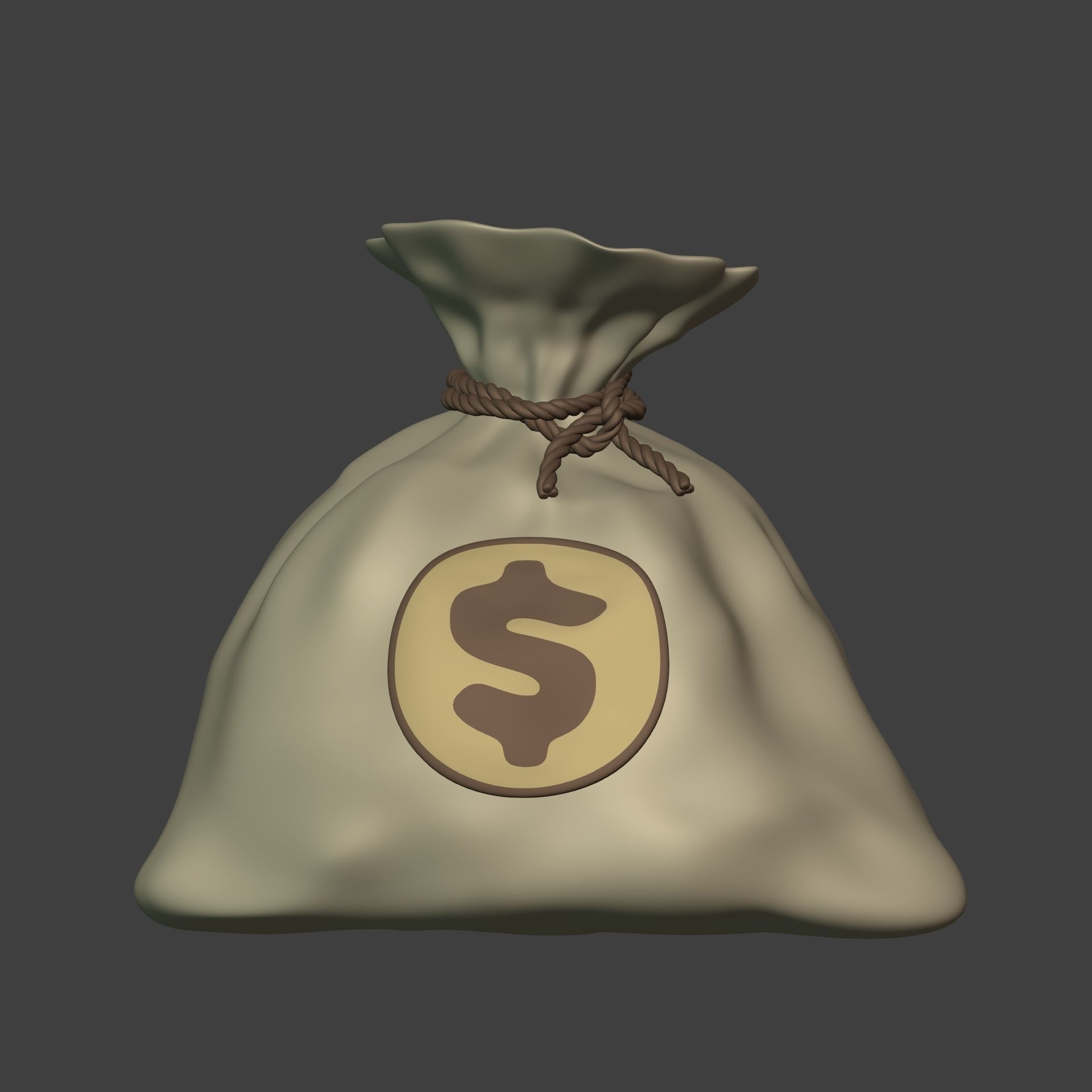 Cartoon Money Bag -- Dollar Sign Icon Low-poly 3D model_5