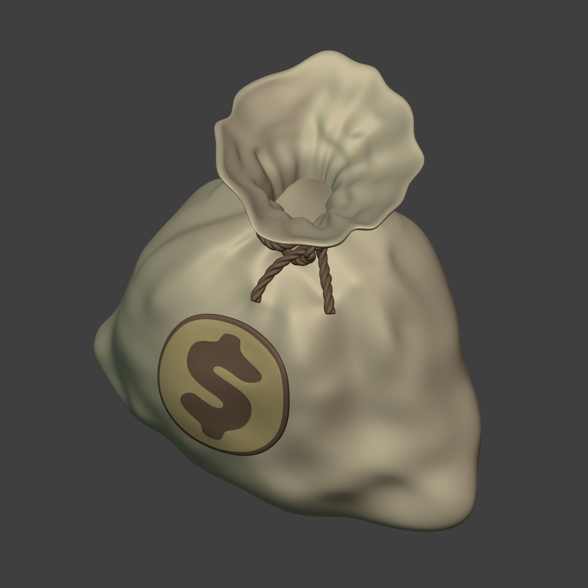 Cartoon Money Bag -- Dollar Sign Icon Low-poly 3D model_7