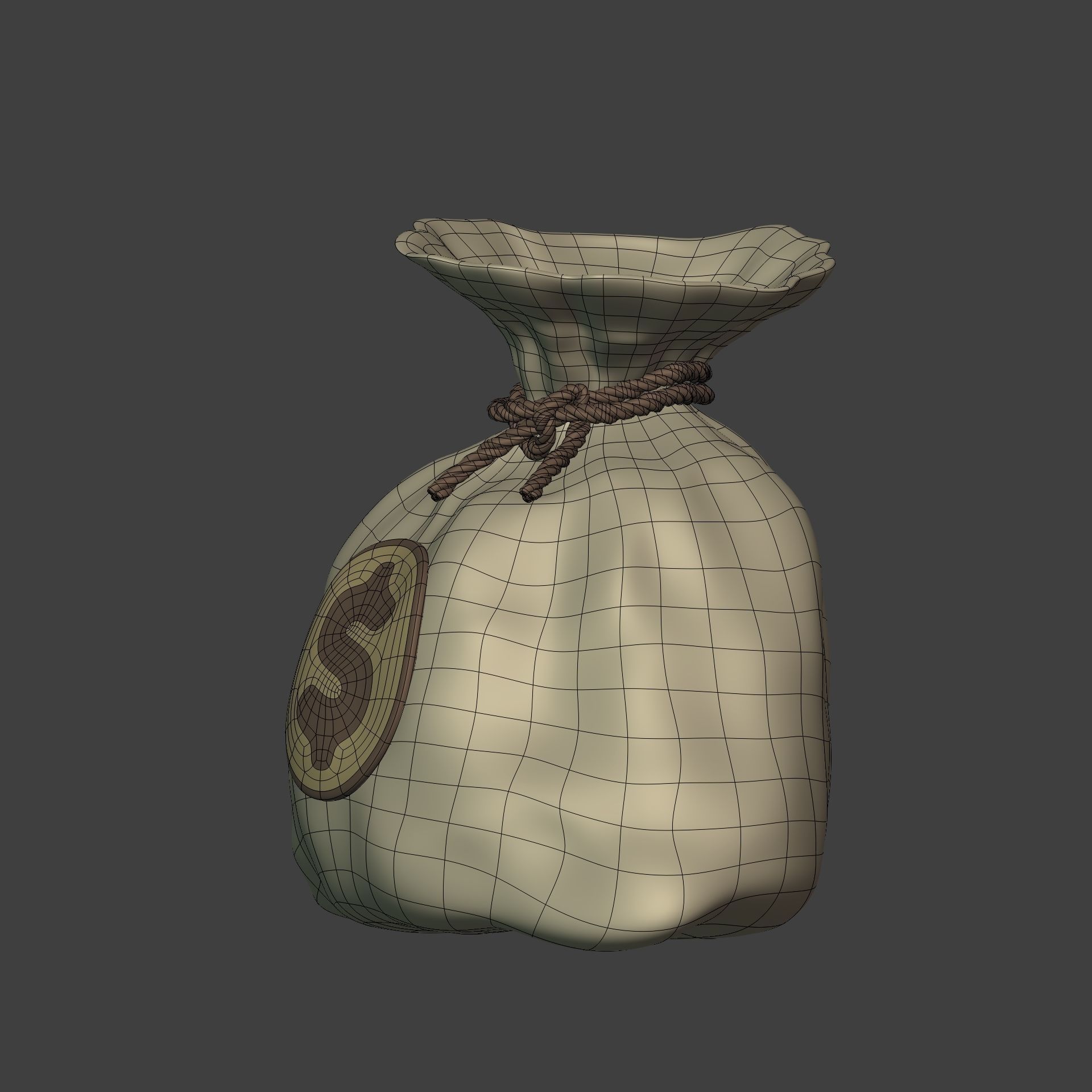 Cartoon Money Bag -- Dollar Sign Icon Low-poly 3D model_4