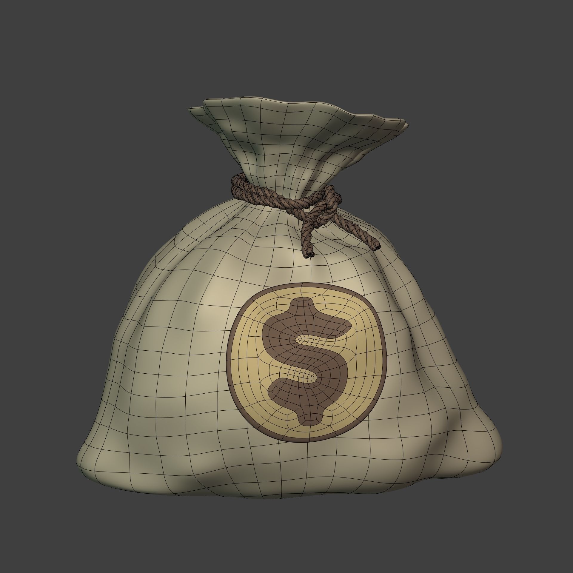 Cartoon Money Bag -- Dollar Sign Icon Low-poly 3D model_2
