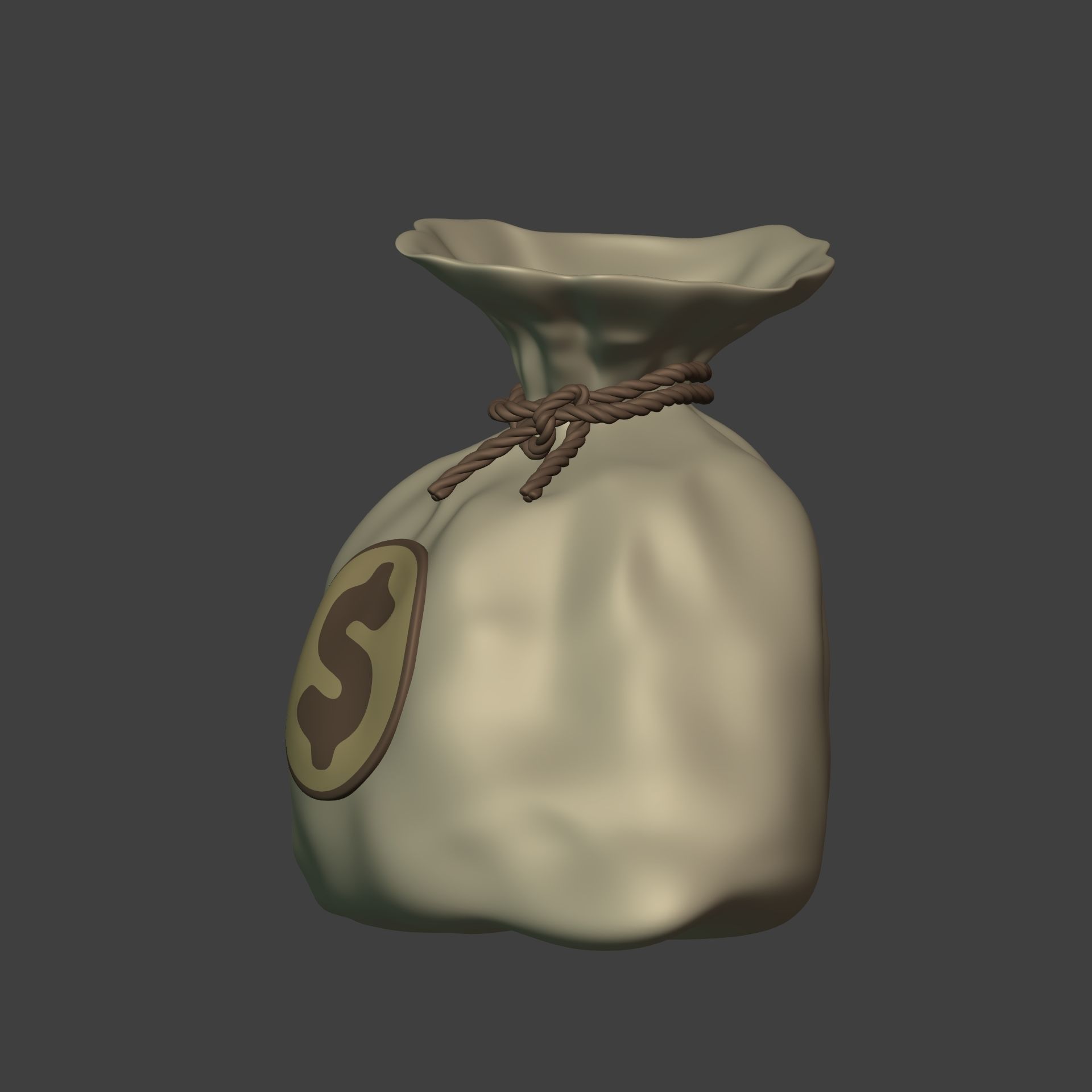 Cartoon Money Bag -- Dollar Sign Icon Low-poly 3D model_3