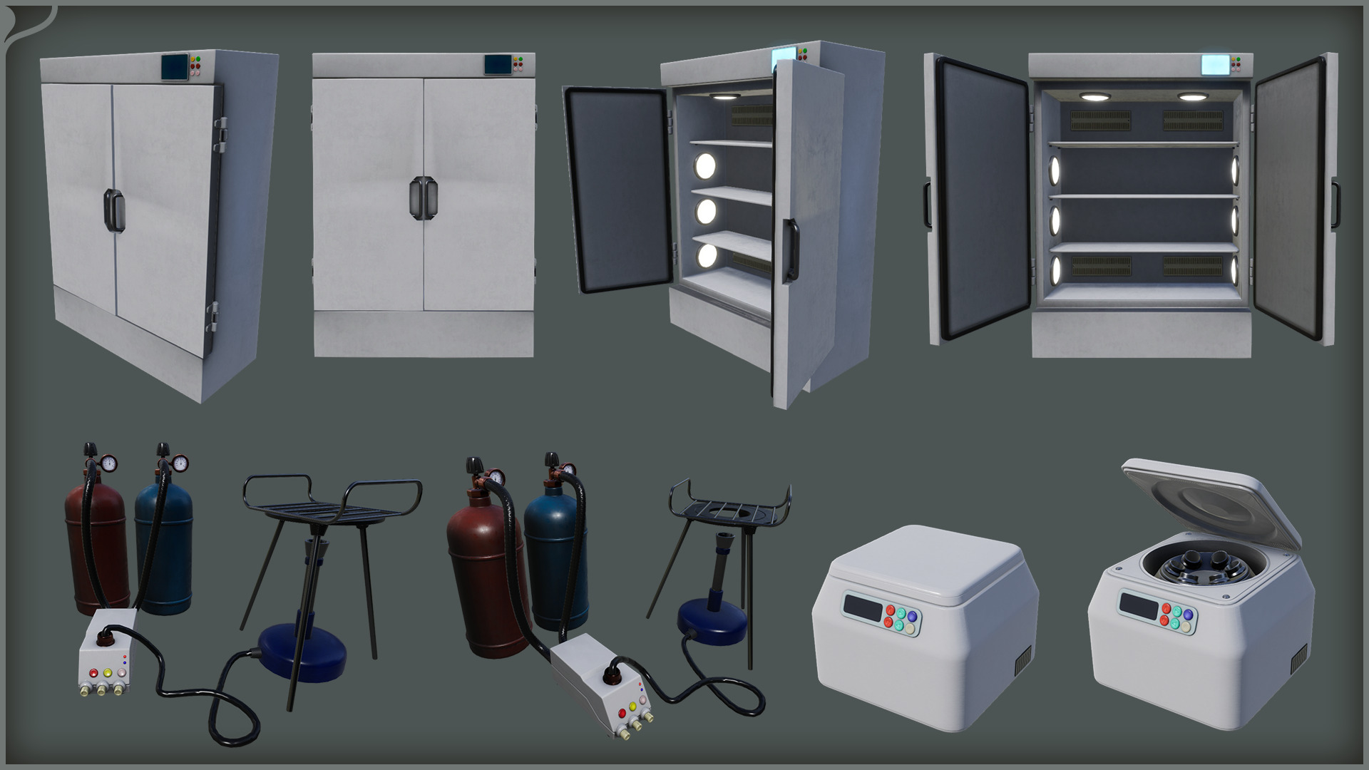 Modern Sci-Fi Modular Laboratory Low-poly 3D model_31