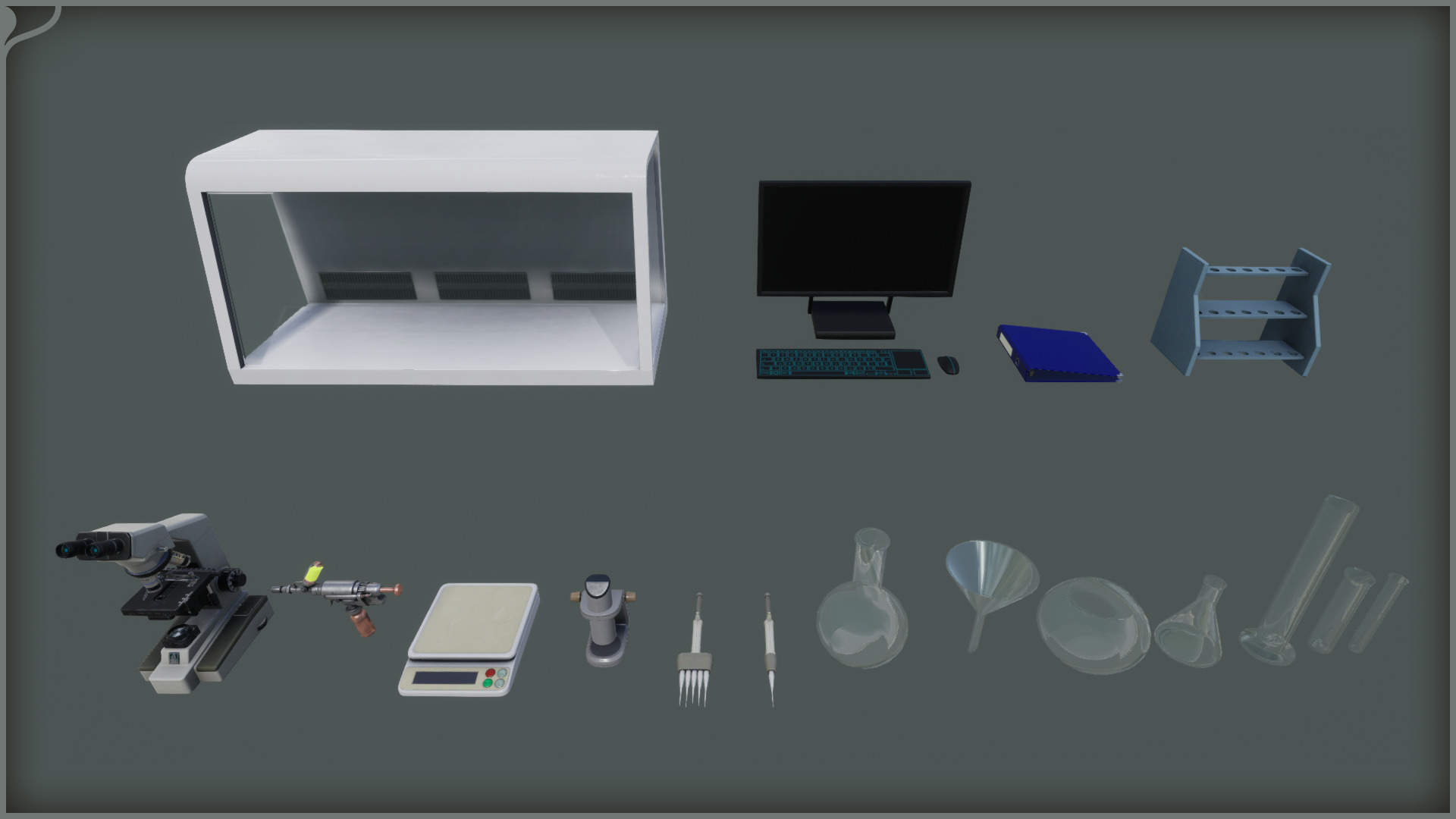 Modern Sci-Fi Modular Laboratory Low-poly 3D model_32