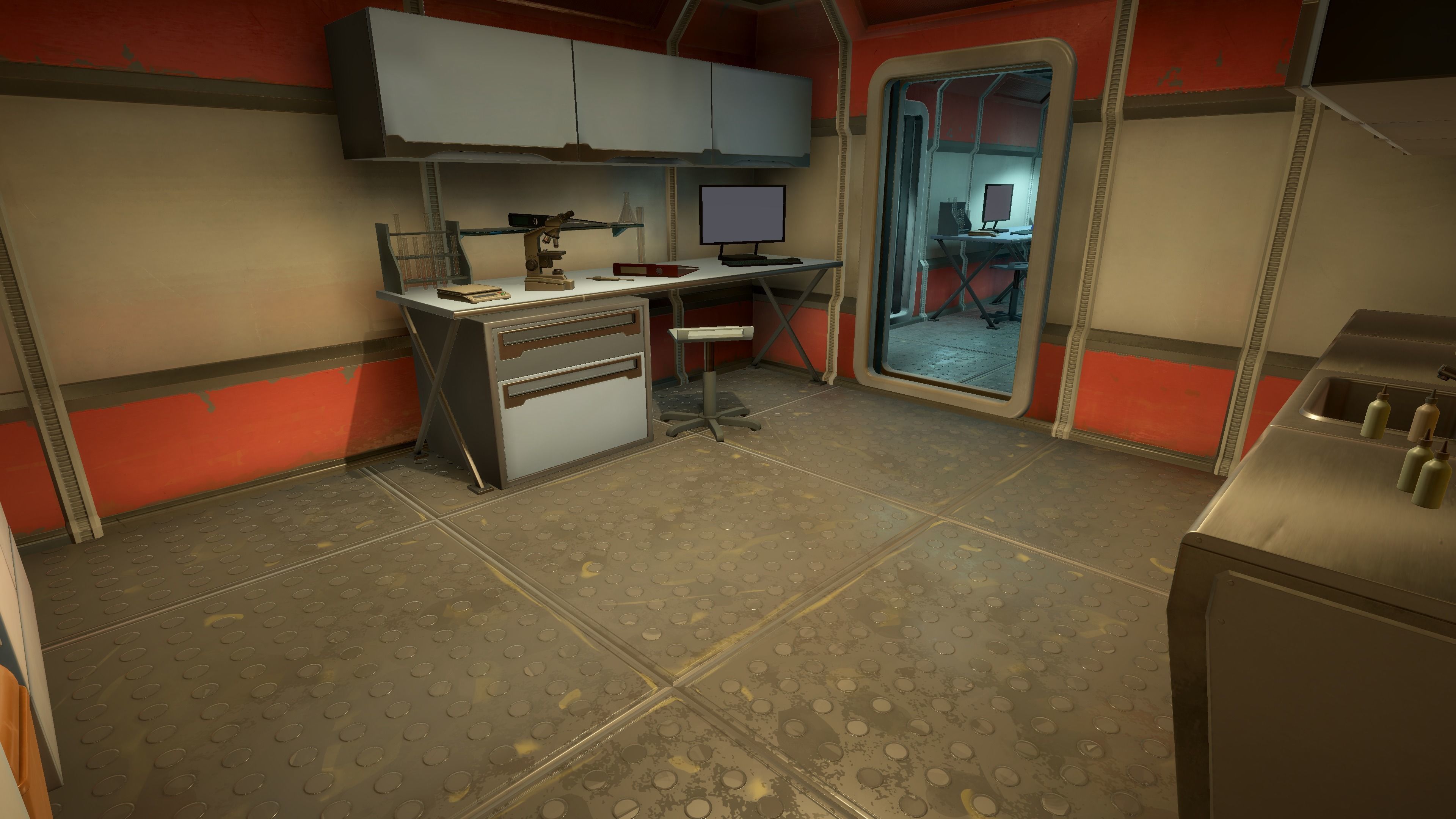 Modern Sci-Fi Modular Laboratory Low-poly 3D model_8
