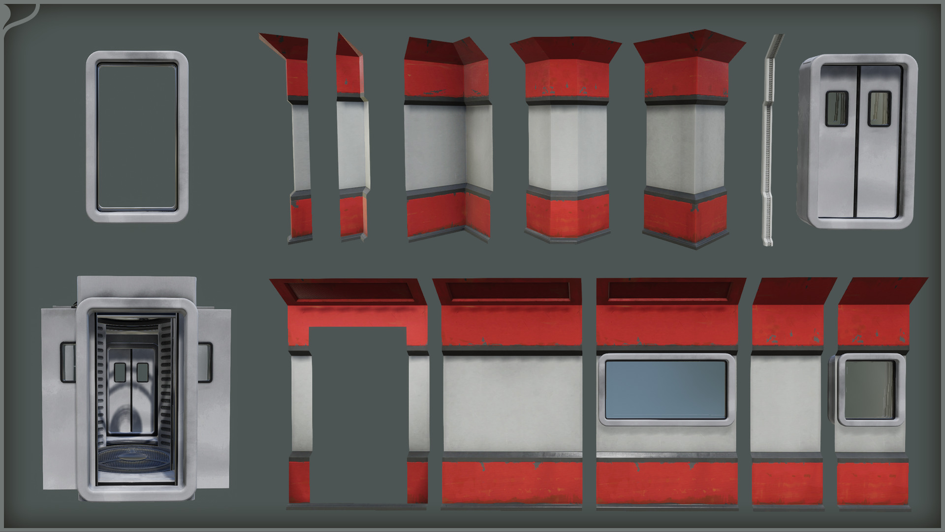 Modern Sci-Fi Modular Laboratory Low-poly 3D model_36
