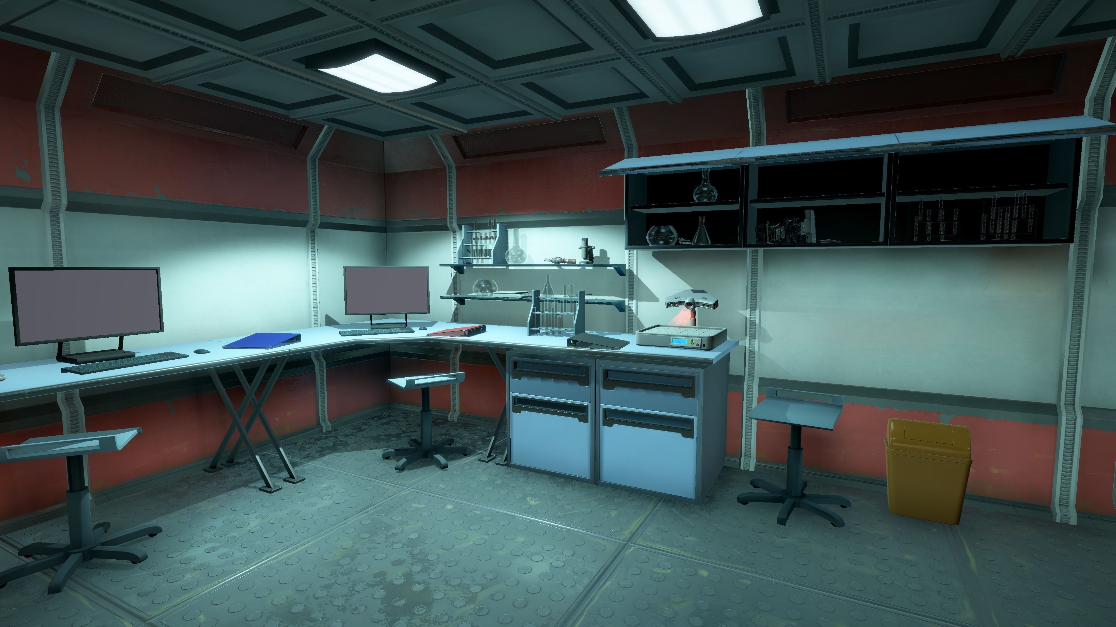 Modern Sci-Fi Modular Laboratory Low-poly 3D model_7