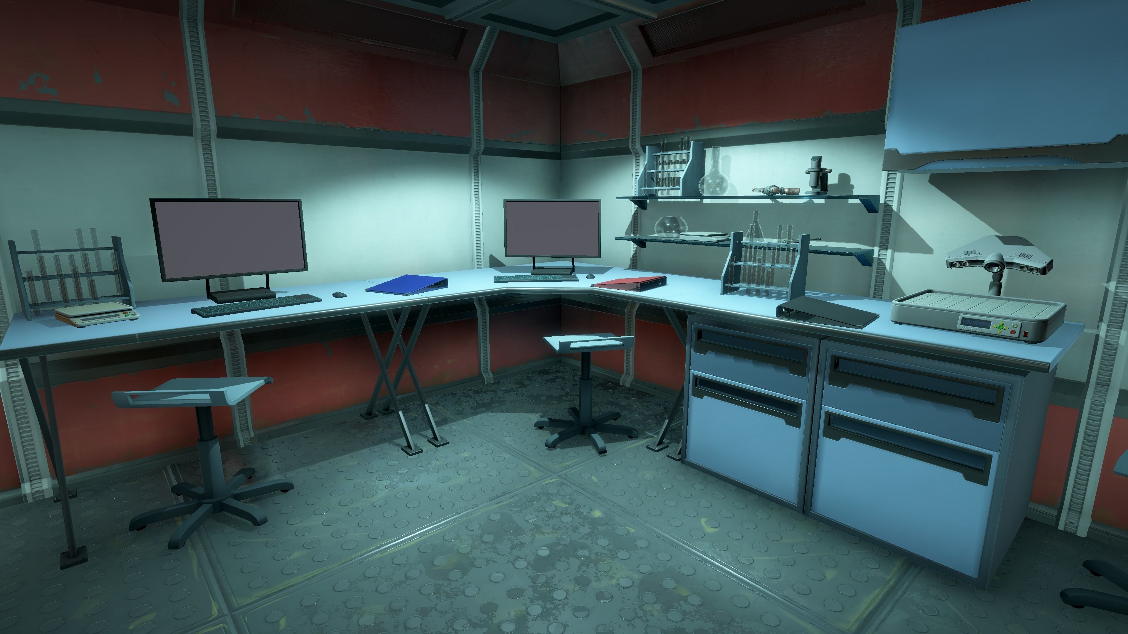 Modern Sci-Fi Modular Laboratory Low-poly 3D model_12