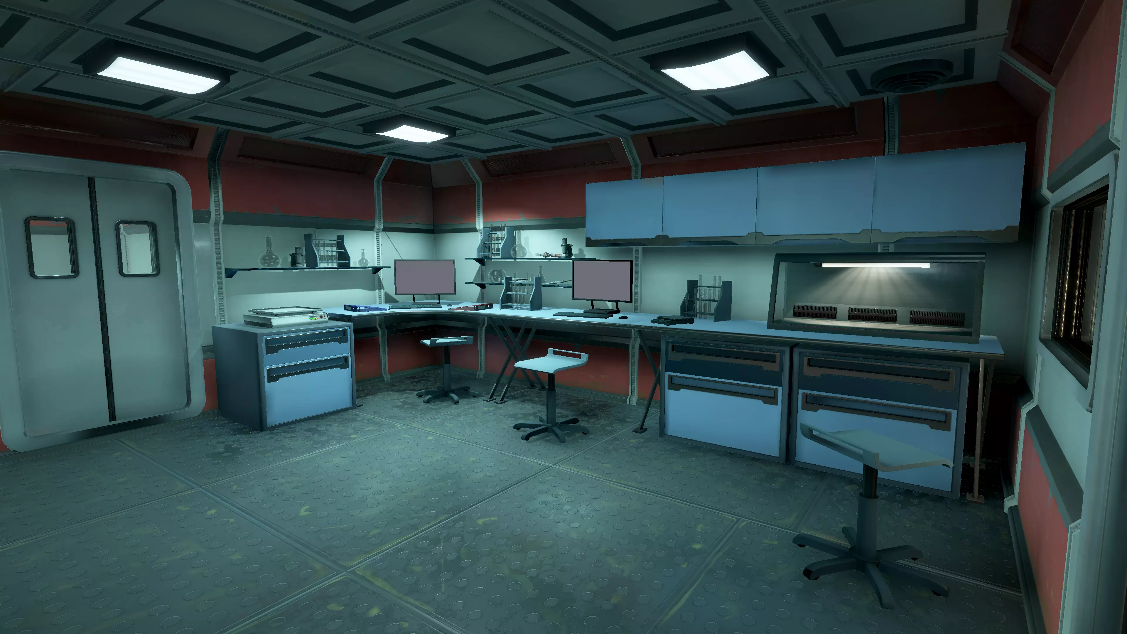Modern Sci-Fi Modular Laboratory Low-poly 3D model_0