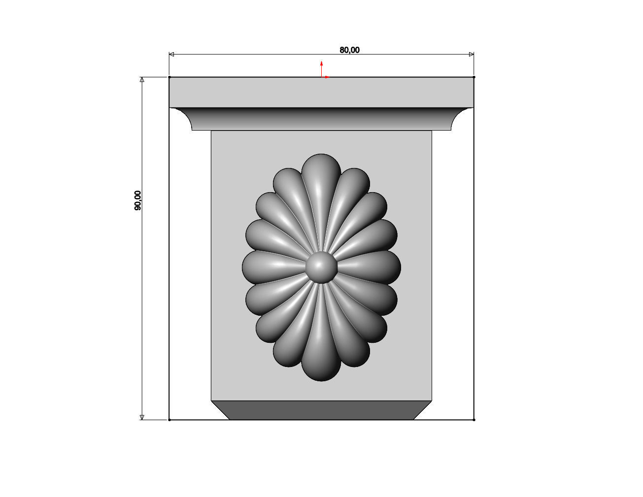 Ribbed oval rosette Colonial decorative corbel and bracket 3D print model_5