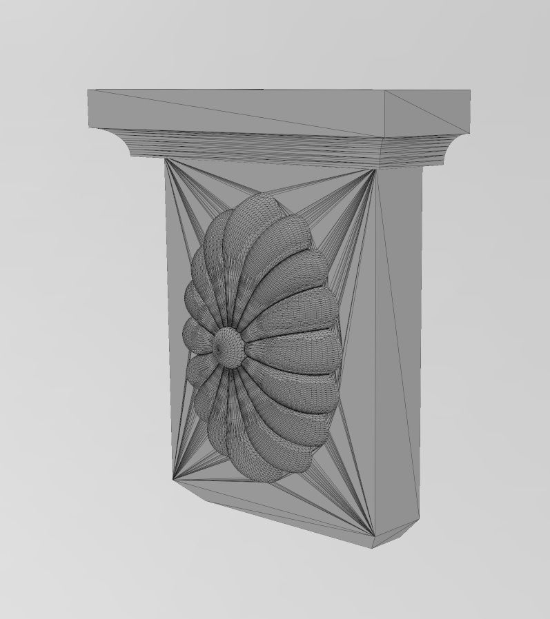 Ribbed oval rosette Colonial decorative corbel and bracket 3D print model_10