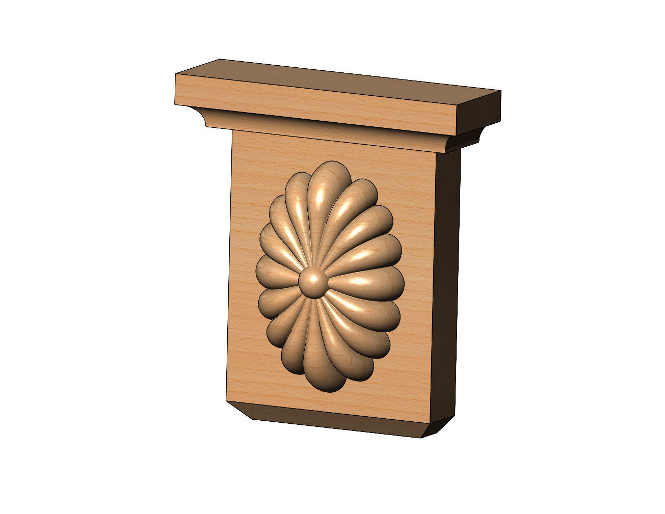 Ribbed oval rosette Colonial decorative corbel and bracket 3D print model_7