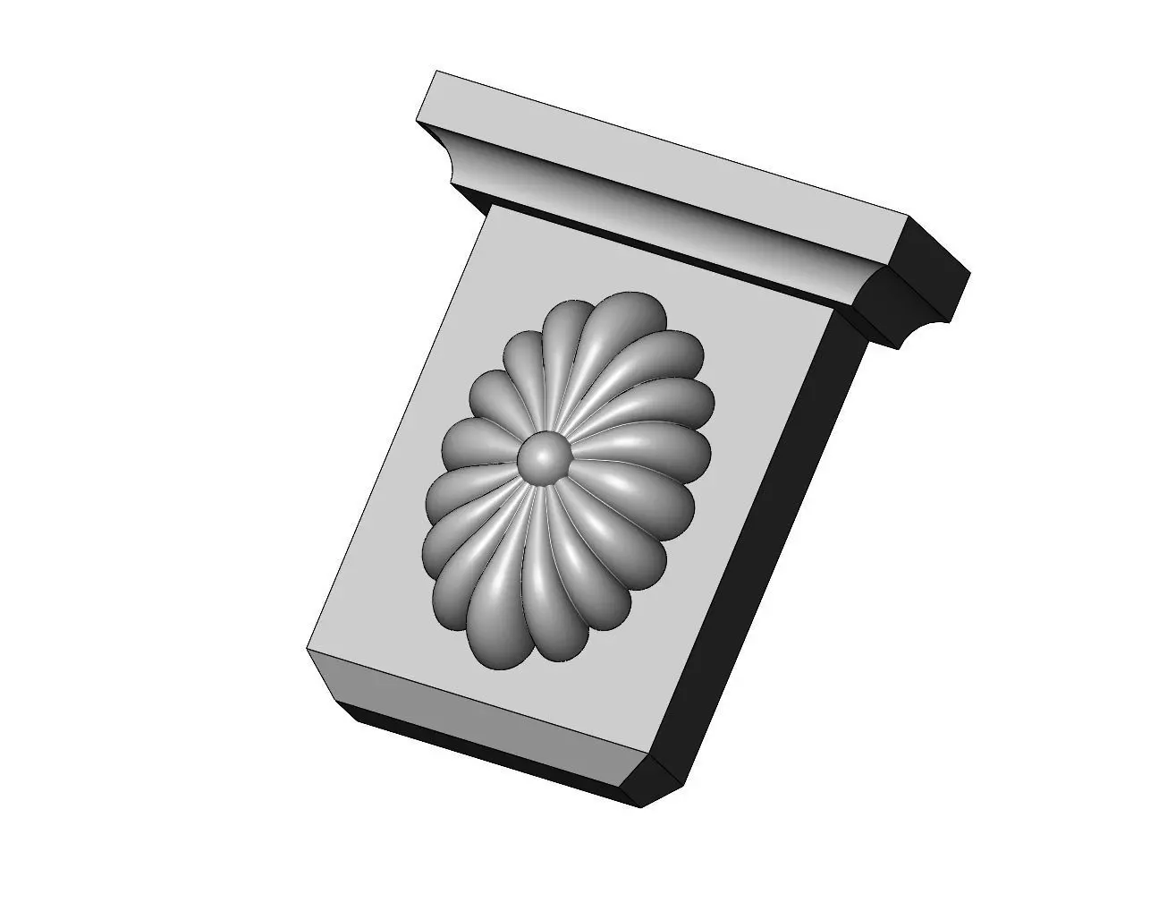 Ribbed oval rosette Colonial decorative corbel and bracket 3D print model_0
