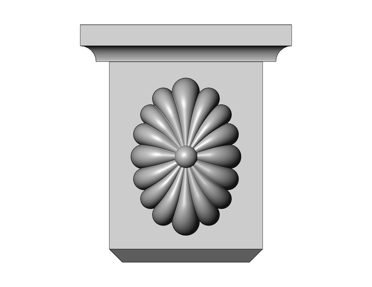 Ribbed oval rosette Colonial decorative corbel and bracket 3D print model_1