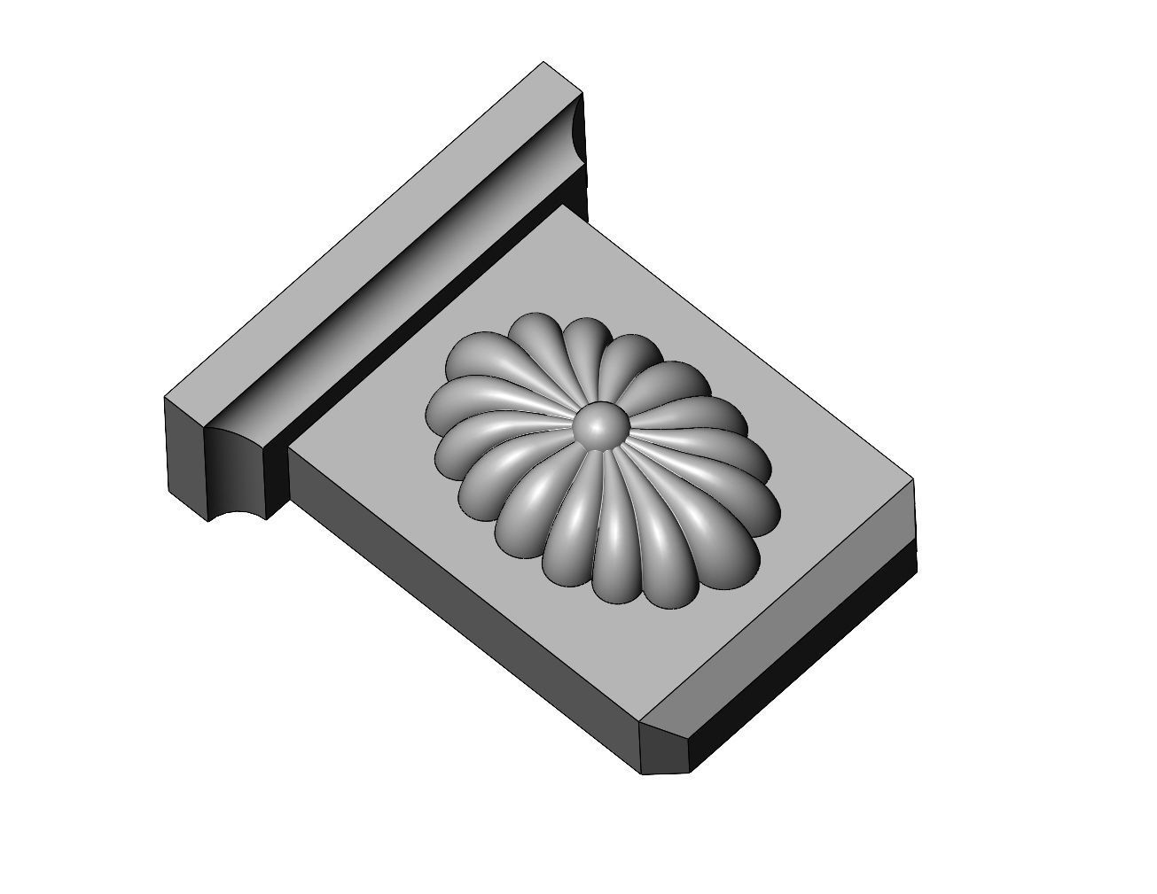 Ribbed oval rosette Colonial decorative corbel and bracket 3D print model_4