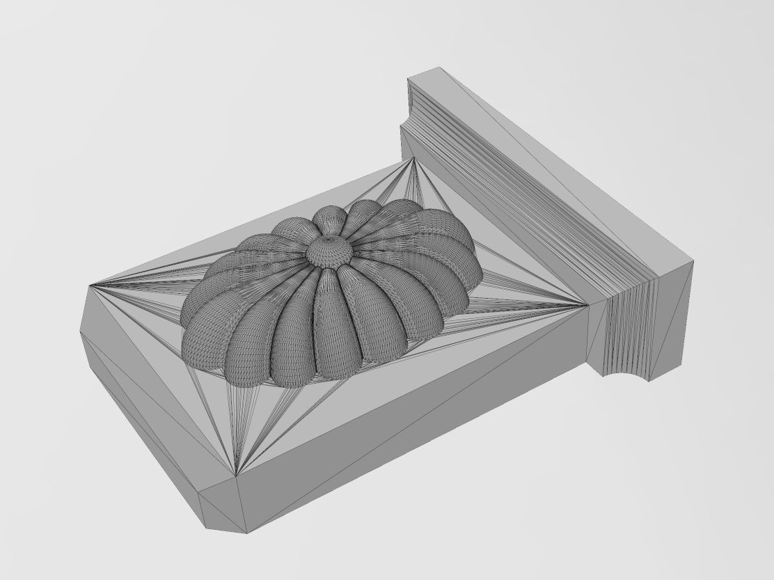 Ribbed oval rosette Colonial decorative corbel and bracket 3D print model_12