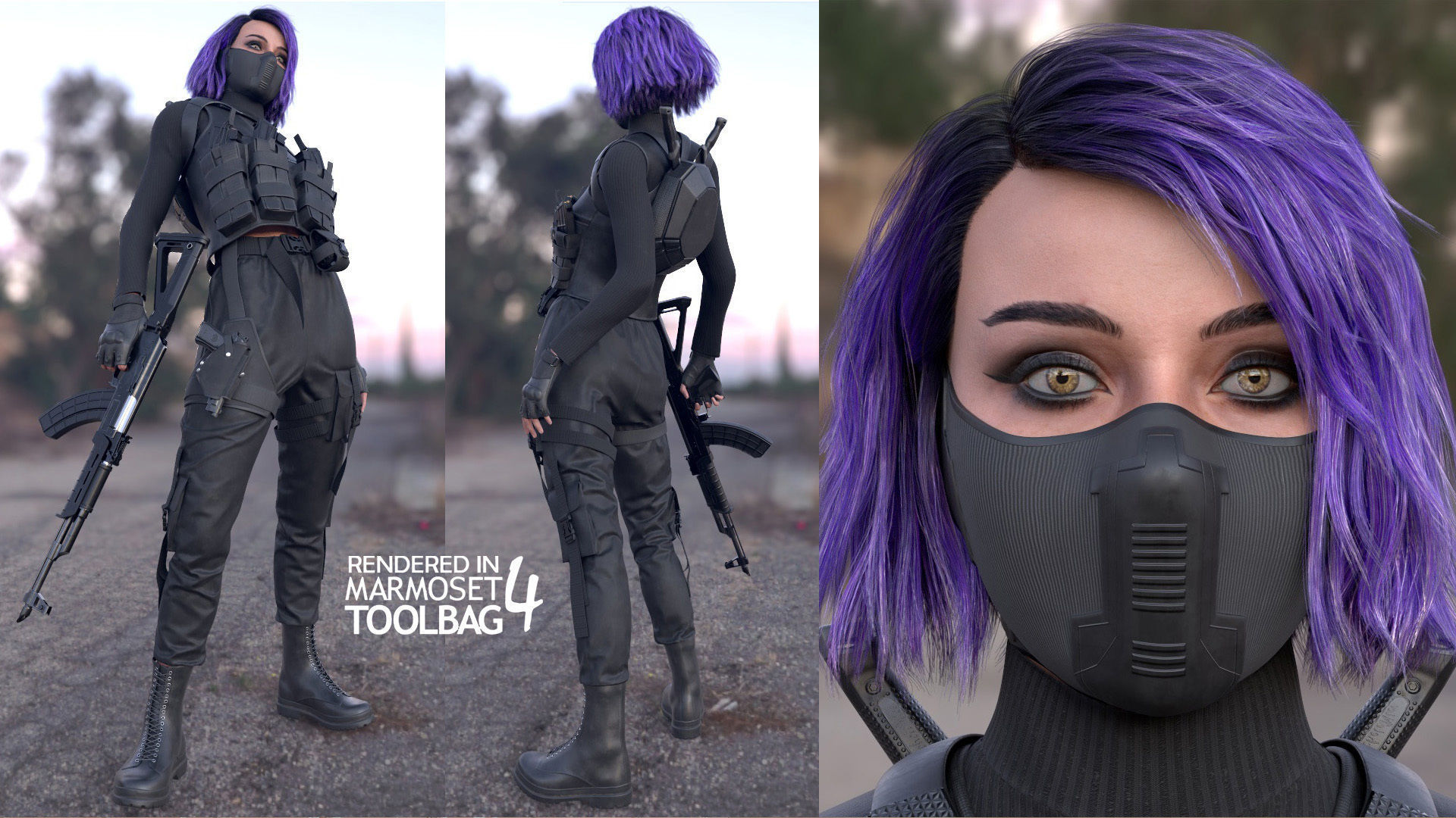 Realistic 3D model of Man - Military Woman - Modular - Rigged  Low-poly 3D model_3