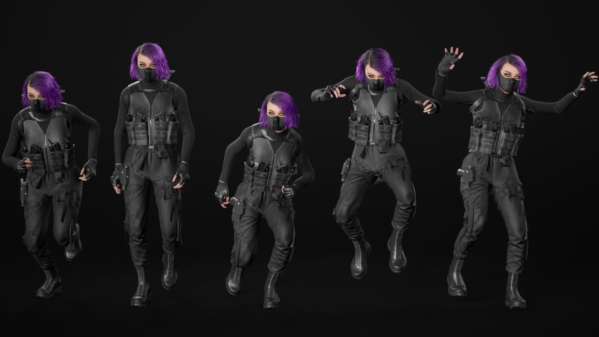Realistic 3D model of Man - Military Woman - Modular - Rigged  Low-poly 3D model_27