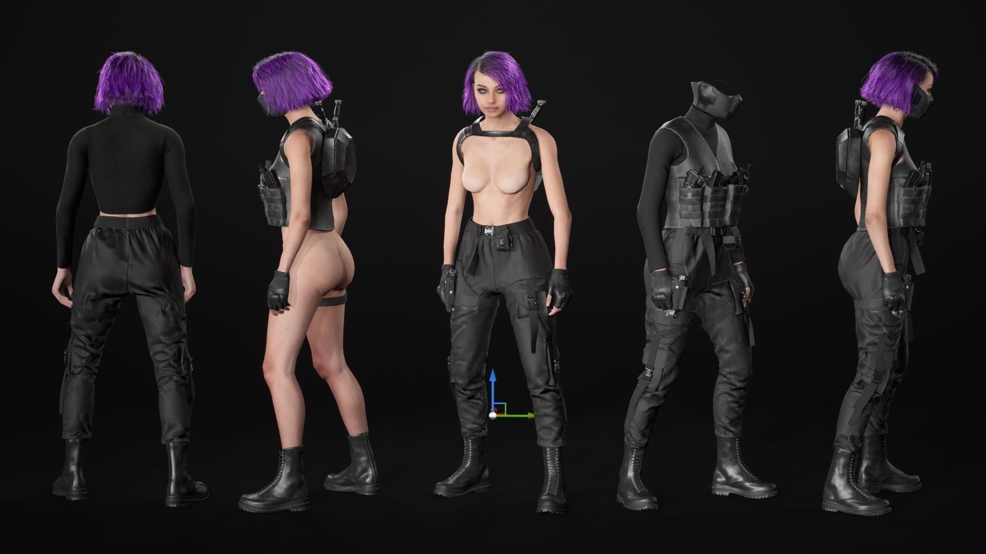 Realistic 3D model of Man - Military Woman - Modular - Rigged  Low-poly 3D model_21