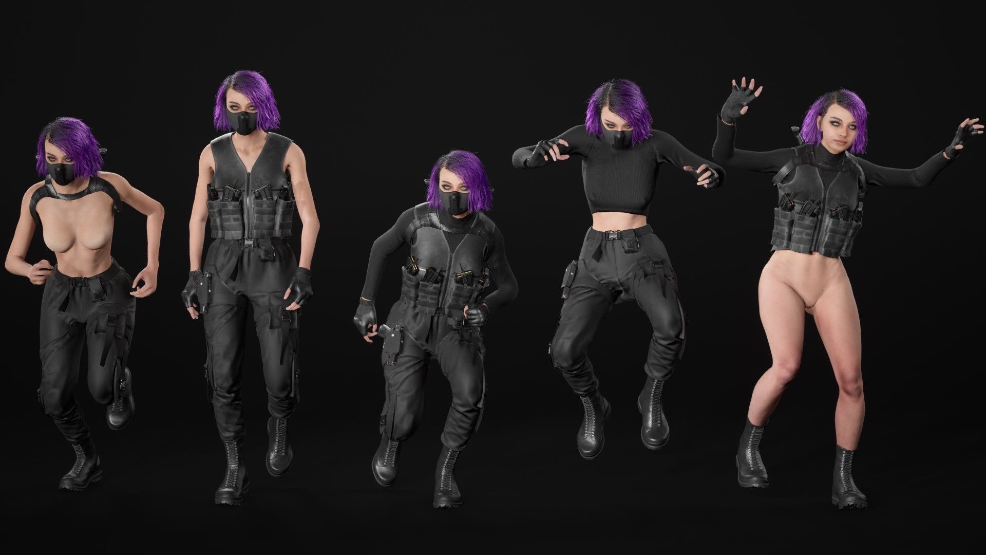 Realistic 3D model of Man - Military Woman - Modular - Rigged  Low-poly 3D model_28