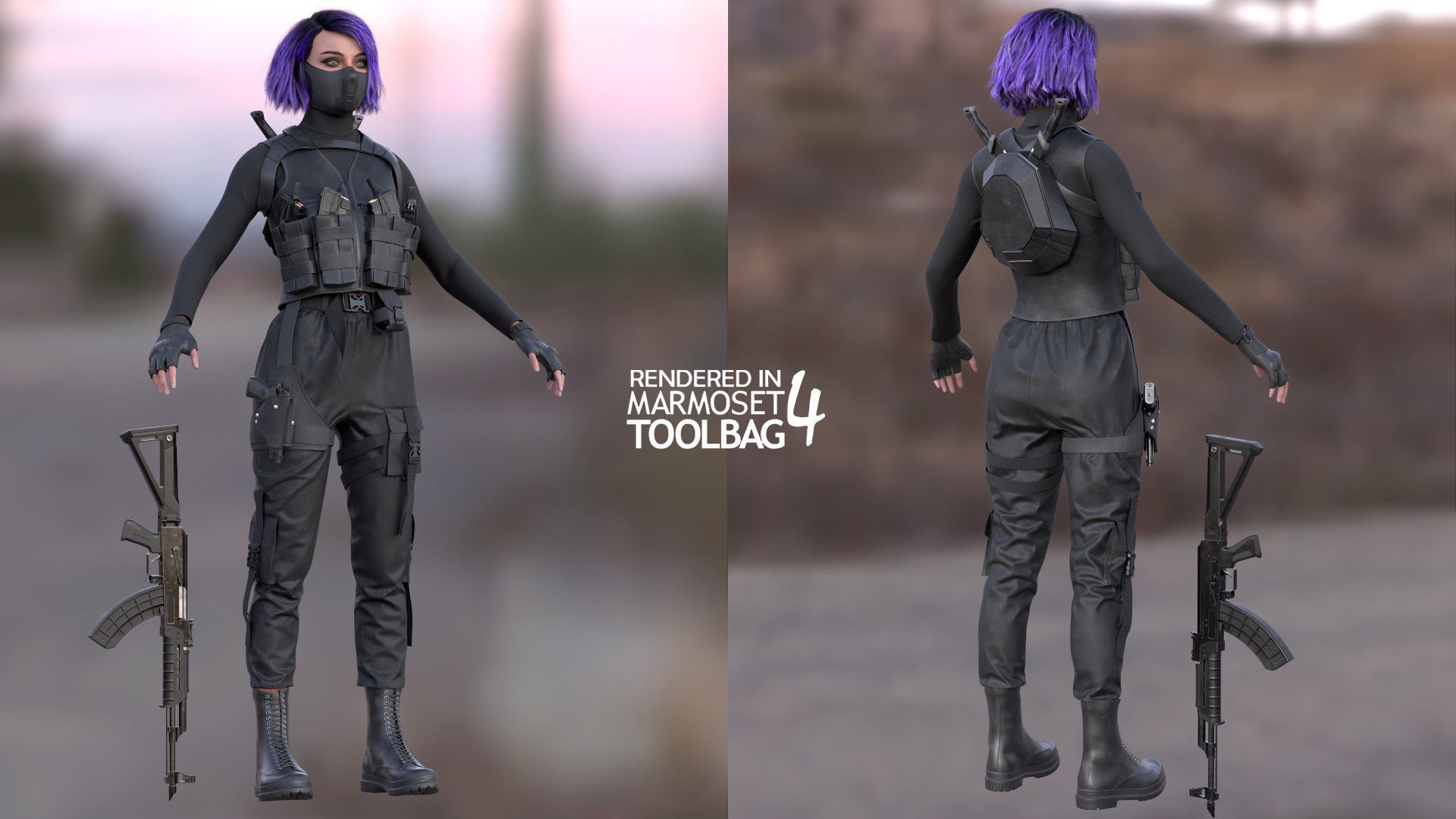 Realistic 3D model of Man - Military Woman - Modular - Rigged  Low-poly 3D model_12