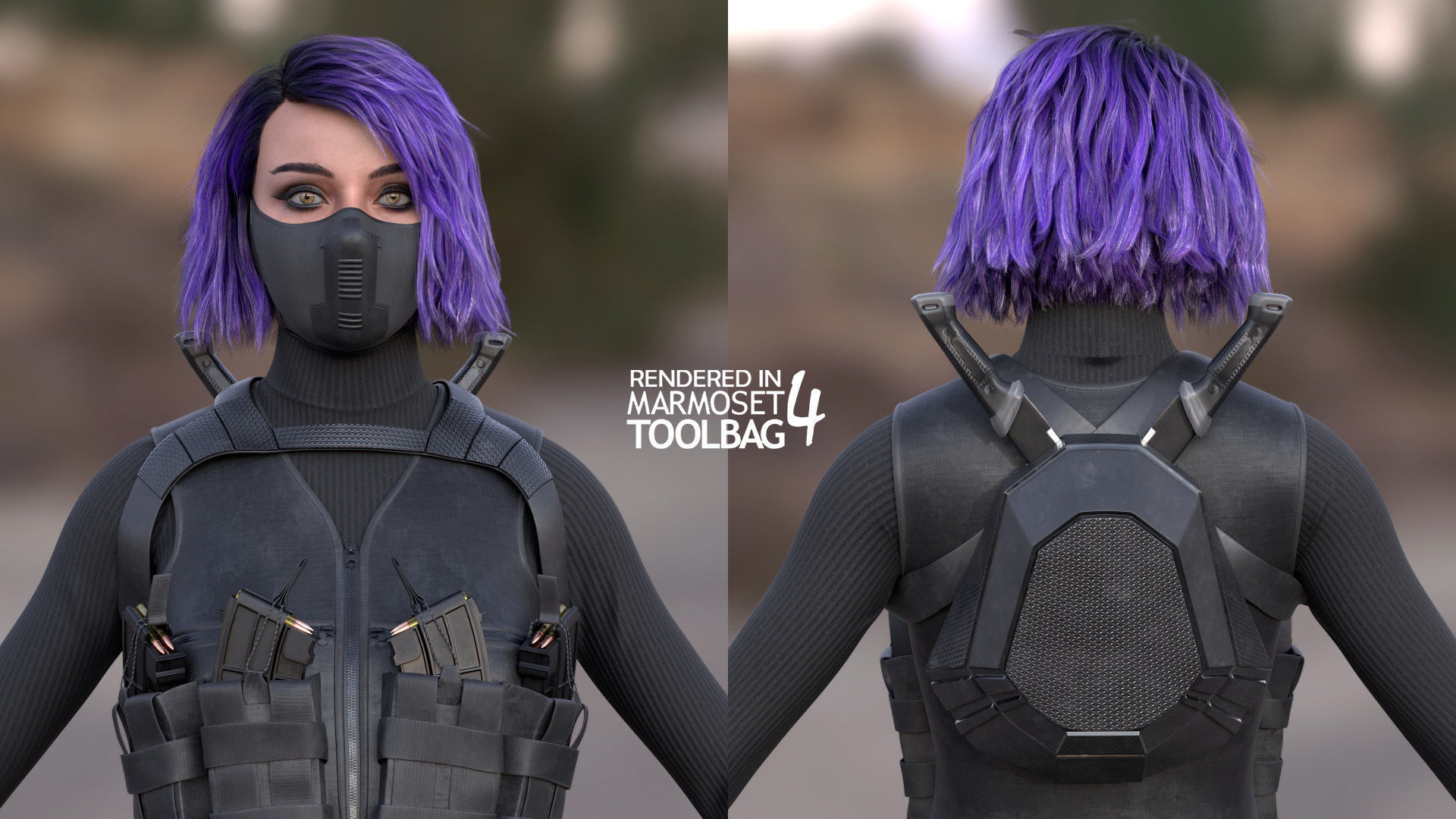 Realistic 3D model of Man - Military Woman - Modular - Rigged  Low-poly 3D model_11