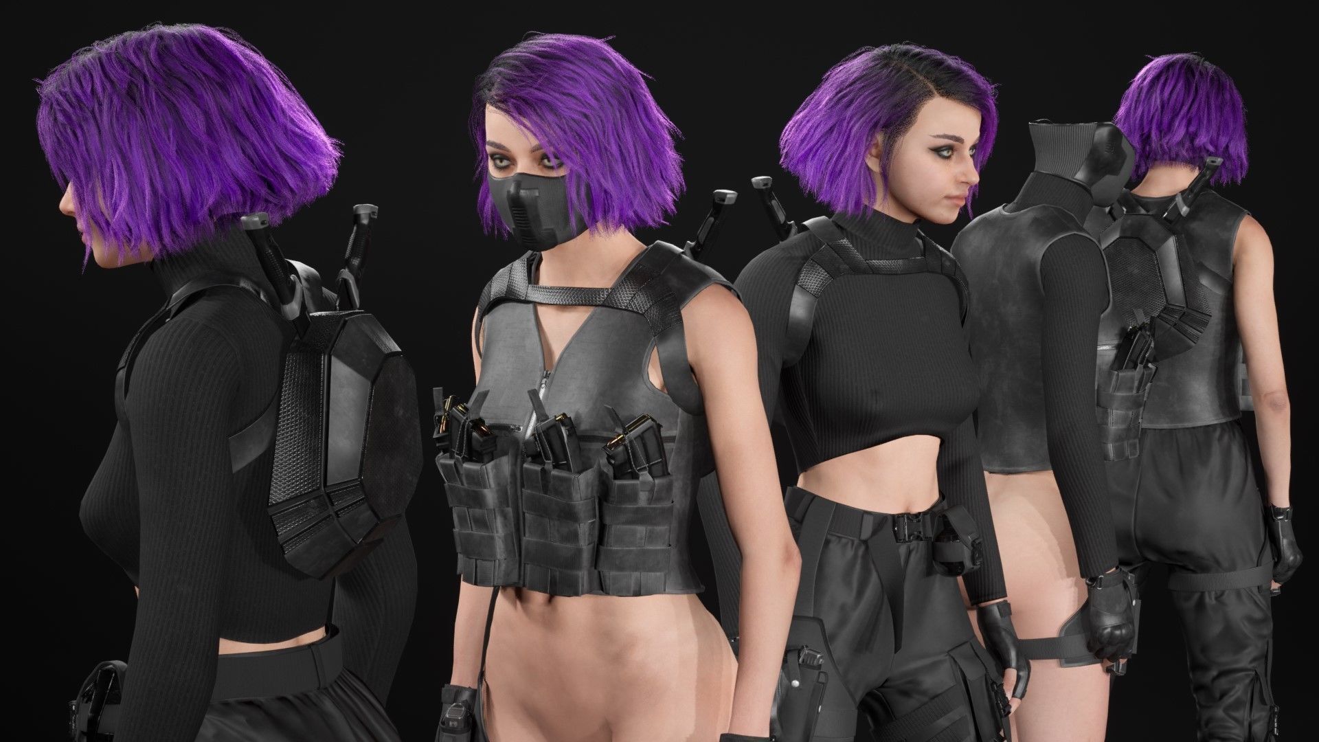 Realistic 3D model of Man - Military Woman - Modular - Rigged  Low-poly 3D model_24