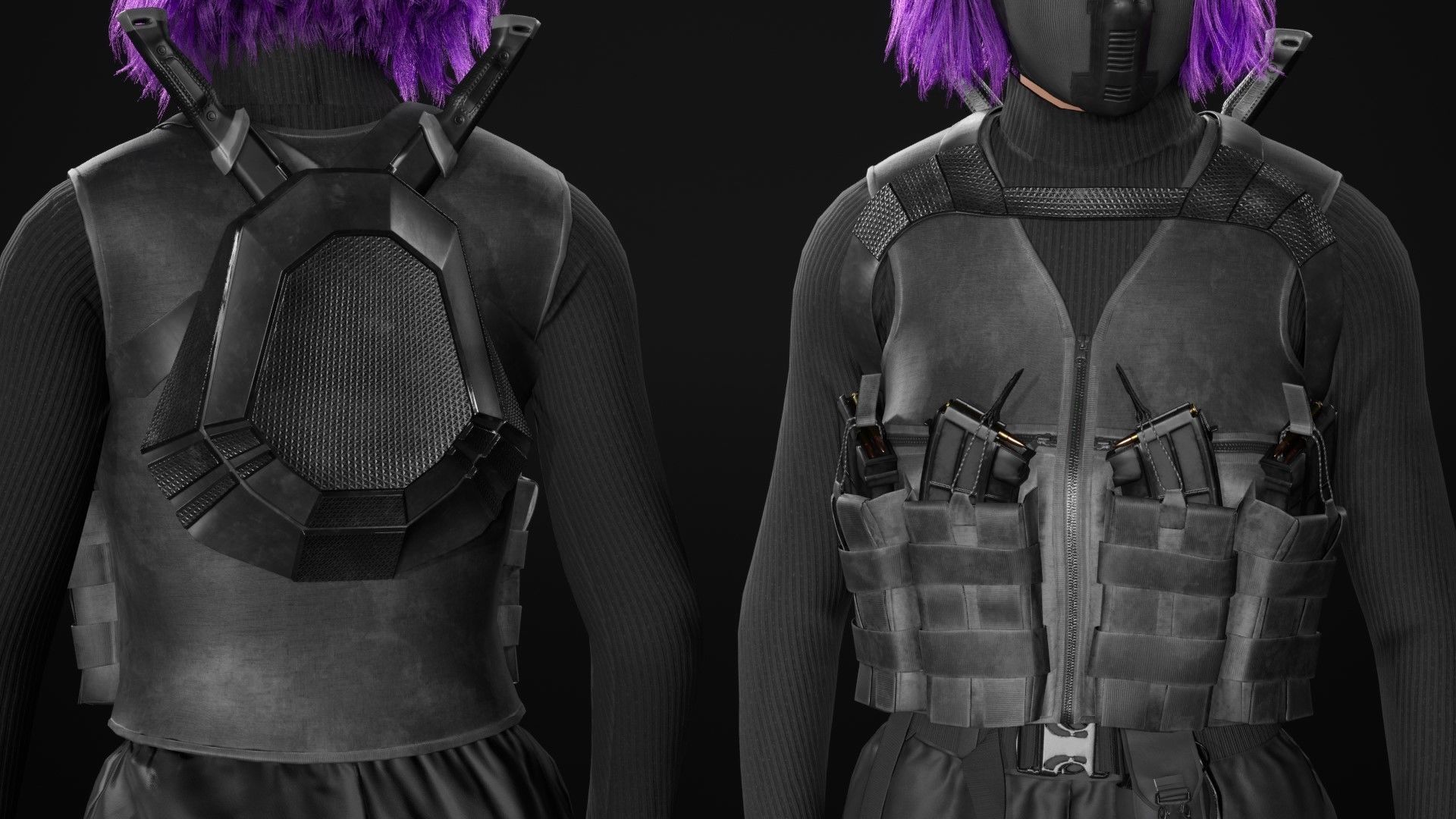 Realistic 3D model of Man - Military Woman - Modular - Rigged  Low-poly 3D model_25