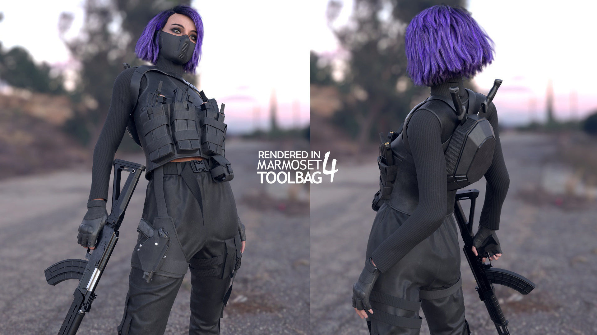 Realistic 3D model of Man - Military Woman - Modular - Rigged  Low-poly 3D model_10