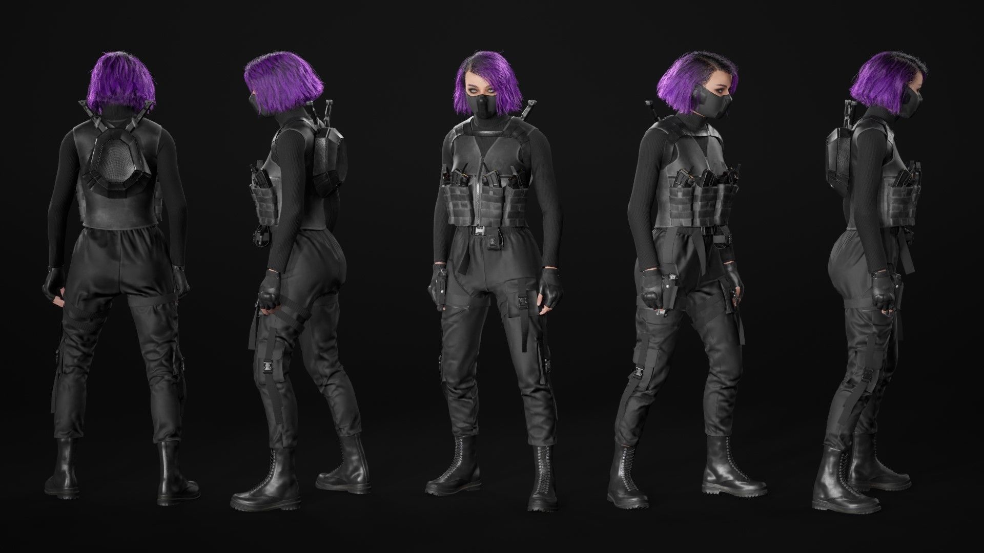 Realistic 3D model of Man - Military Woman - Modular - Rigged  Low-poly 3D model_18