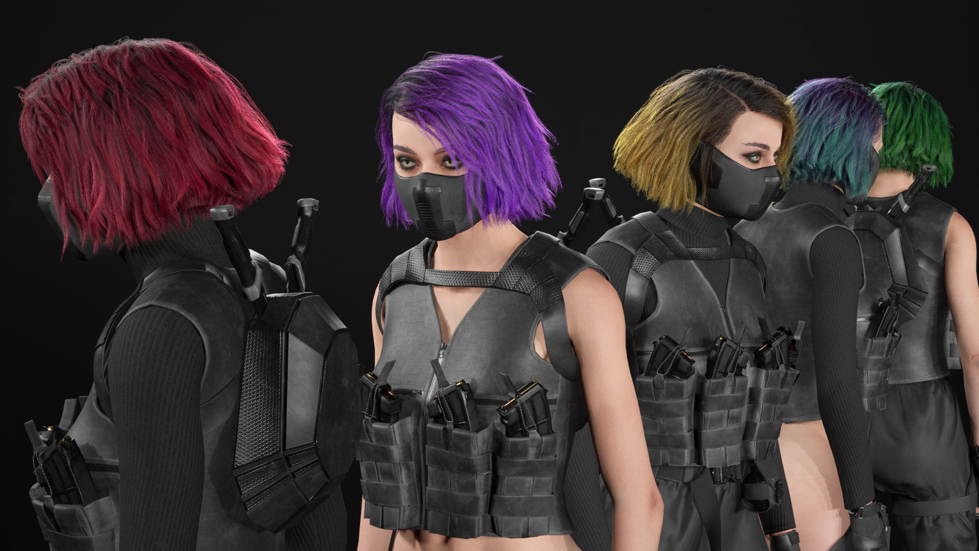 Realistic 3D model of Man - Military Woman - Modular - Rigged  Low-poly 3D model_20