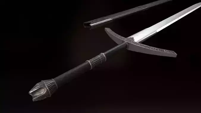 Iron Longsword with Sheath - PBR Low-poly Model