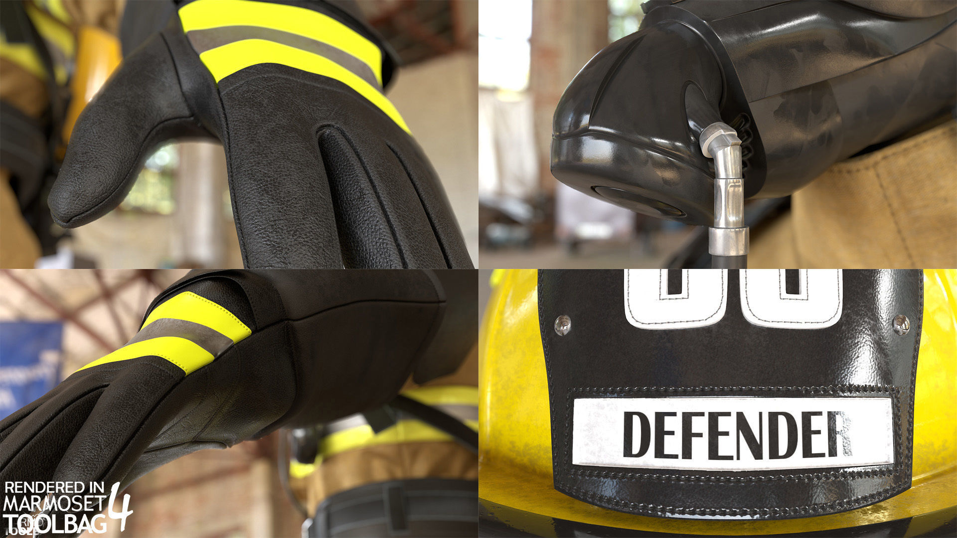 Realistic 3D model of Woman Firefighter - Modular - Rigged Low-poly 3D model_12