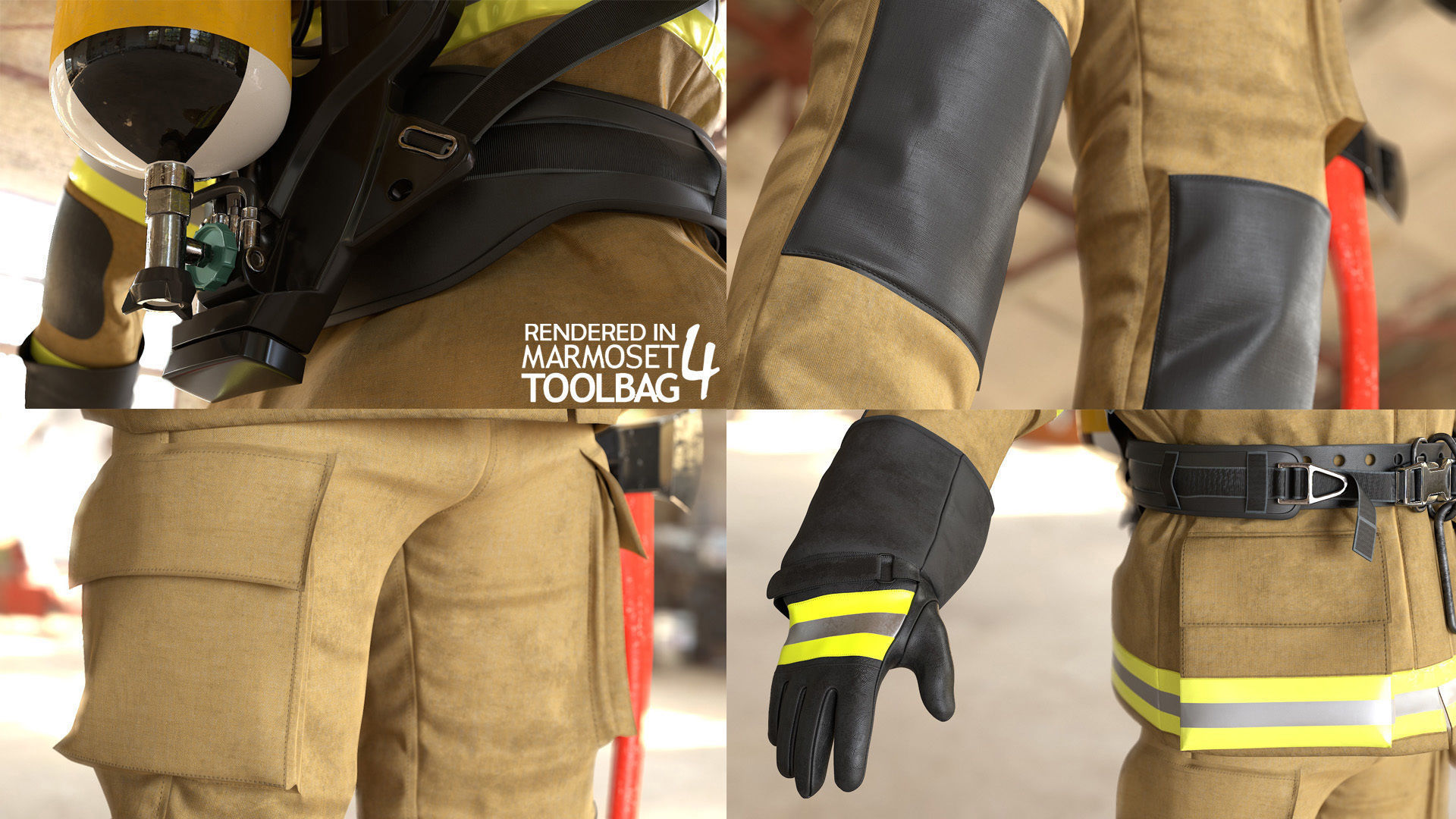 Realistic 3D model of Woman Firefighter - Modular - Rigged Low-poly 3D model_13