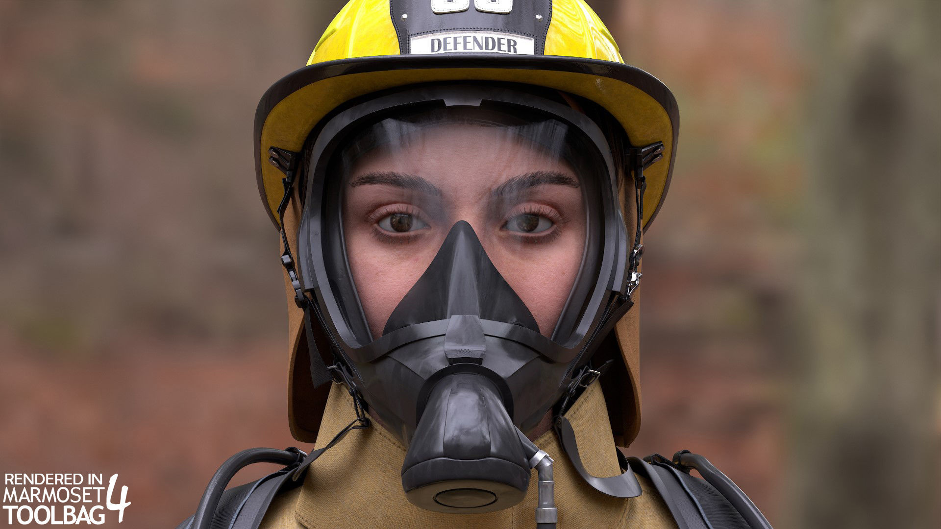 Realistic 3D model of Woman Firefighter - Modular - Rigged Low-poly 3D model_5