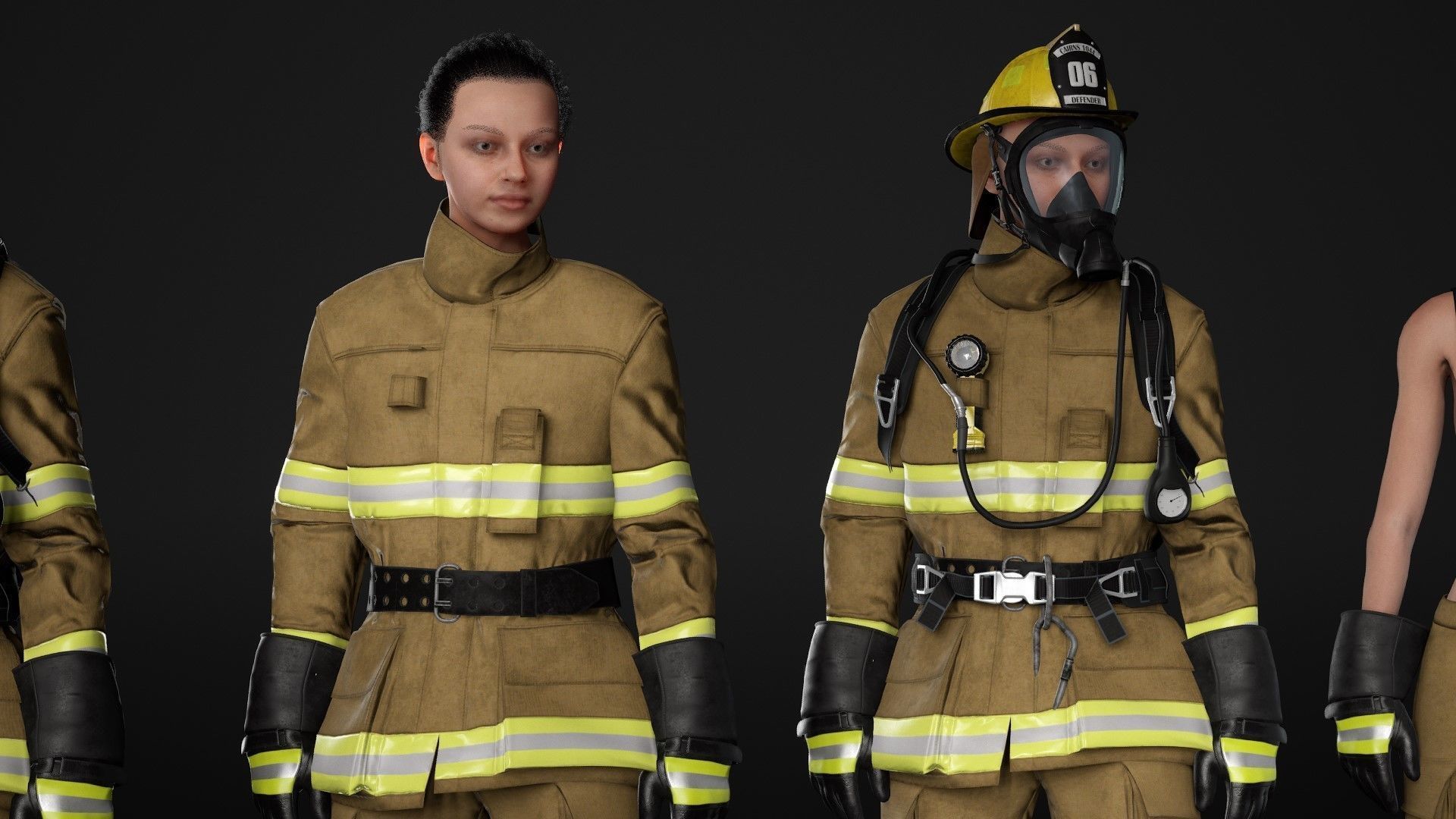Realistic 3D model of Woman Firefighter - Modular - Rigged Low-poly 3D model_24
