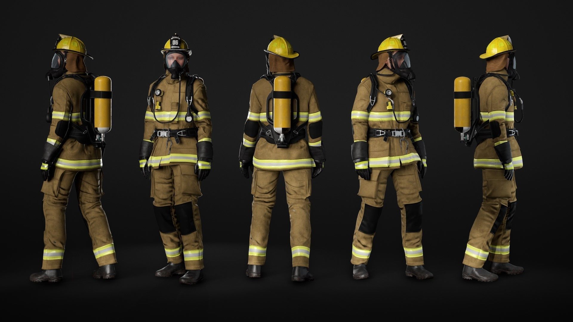 Realistic 3D model of Woman Firefighter - Modular - Rigged Low-poly 3D model_20