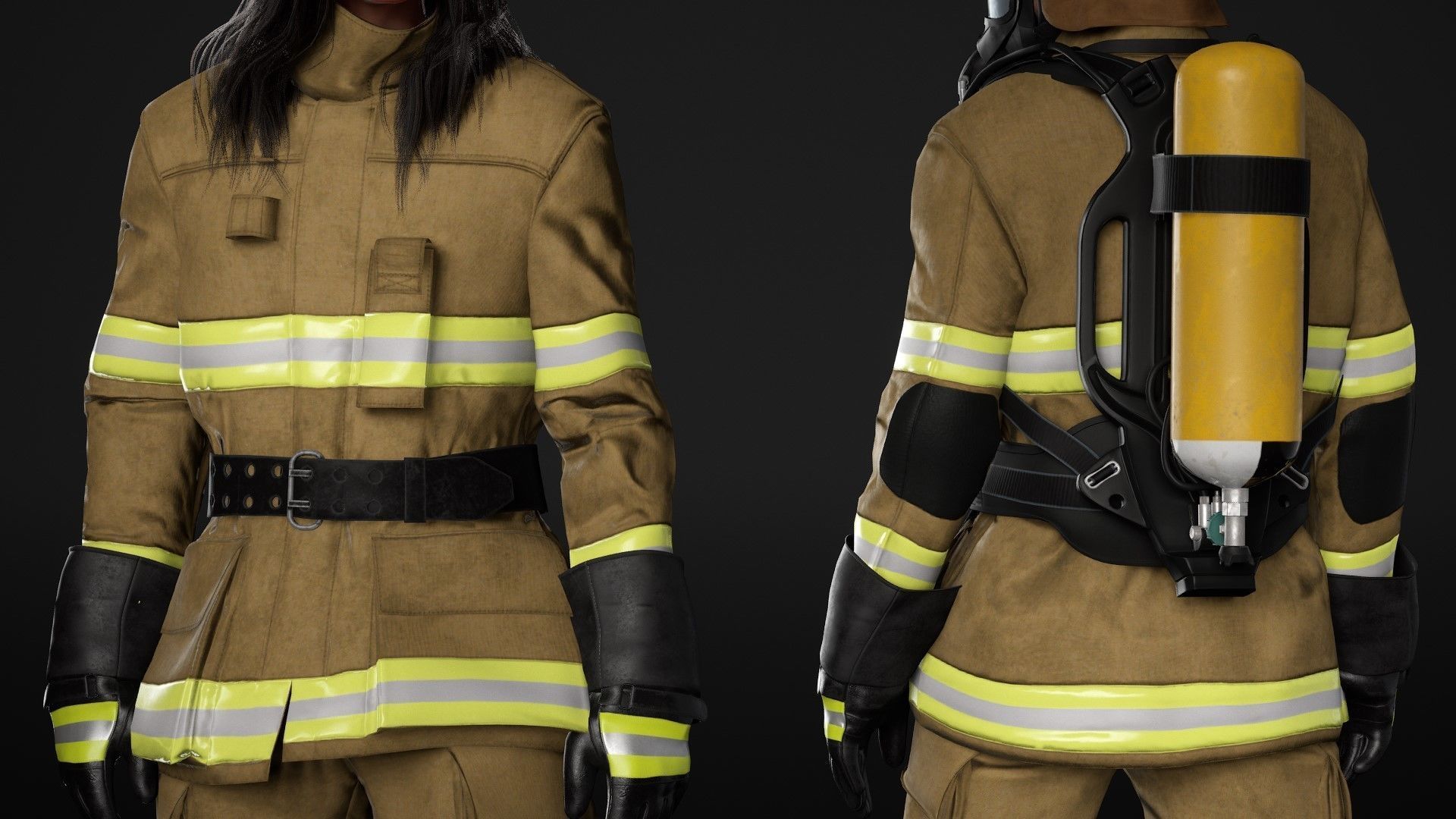Realistic 3D model of Woman Firefighter - Modular - Rigged Low-poly 3D model_21