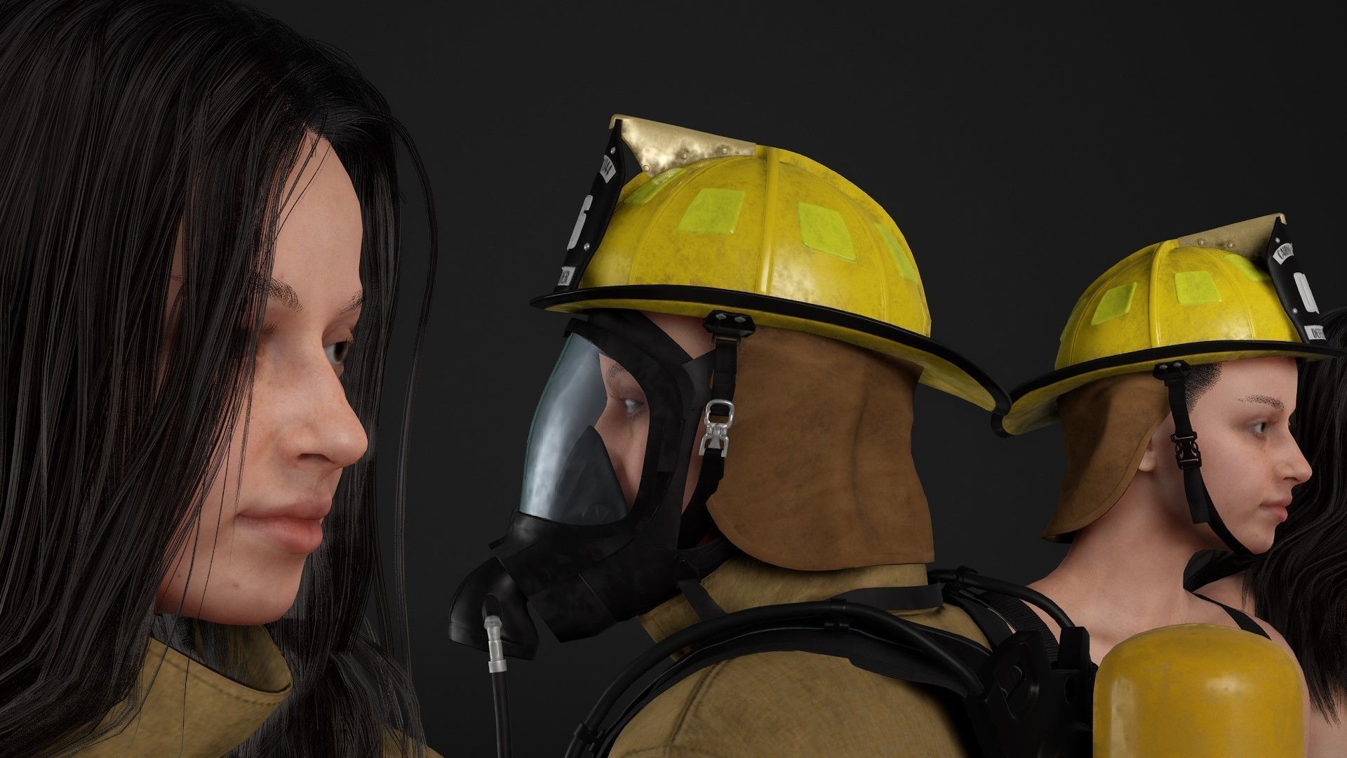 Realistic 3D model of Woman Firefighter - Modular - Rigged Low-poly 3D model_25