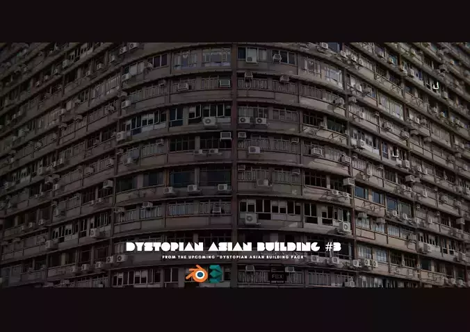 Dystopian Asian Building 3 Low-poly 3D model