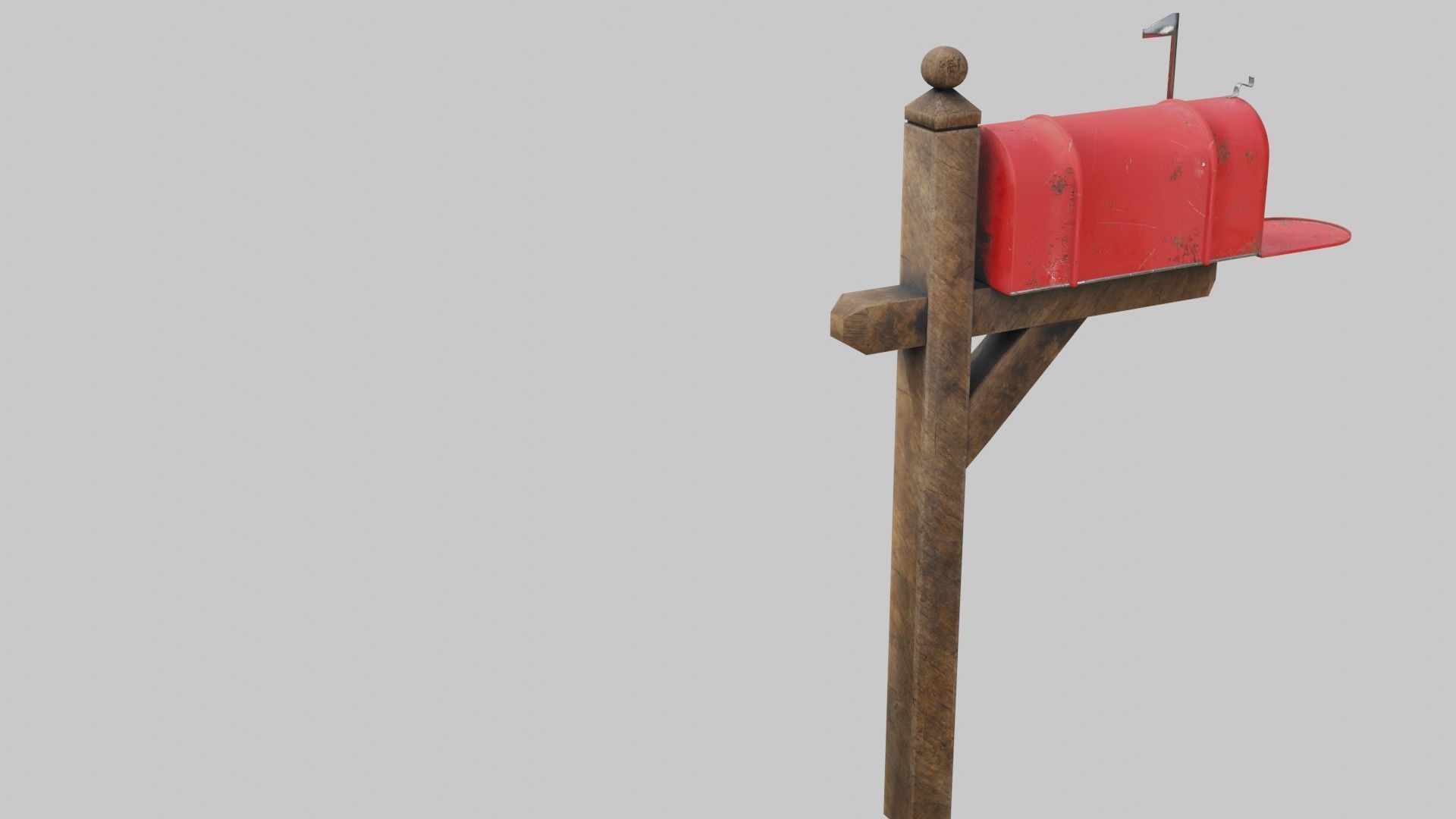 Old mailbox 2 Low-poly 3D model_8