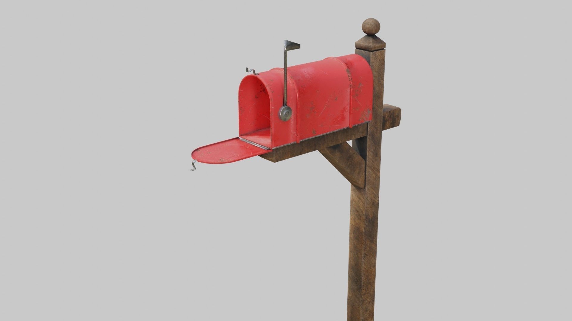 Old mailbox 2 Low-poly 3D model_1