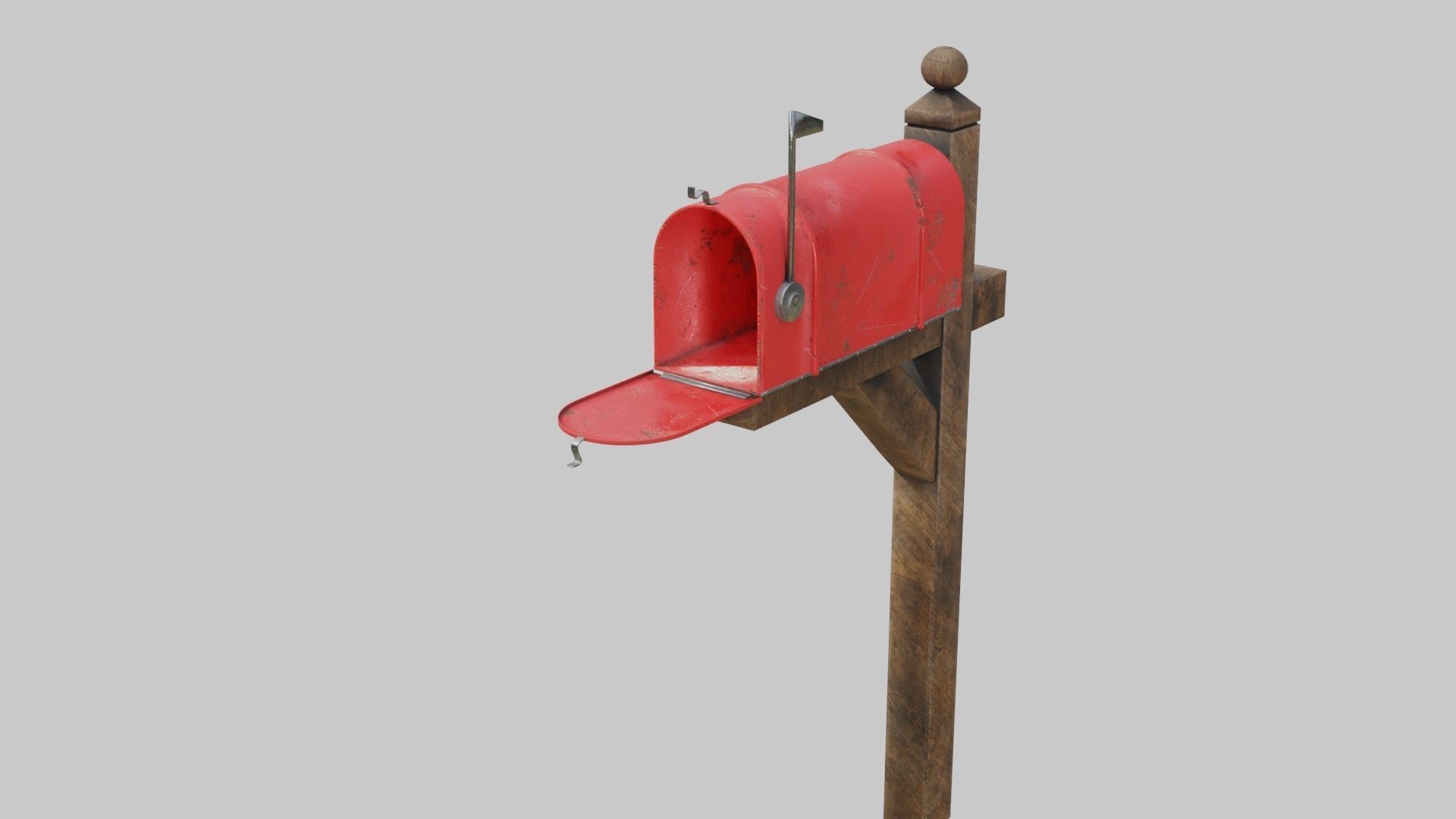 Old mailbox 2 Low-poly 3D model_2