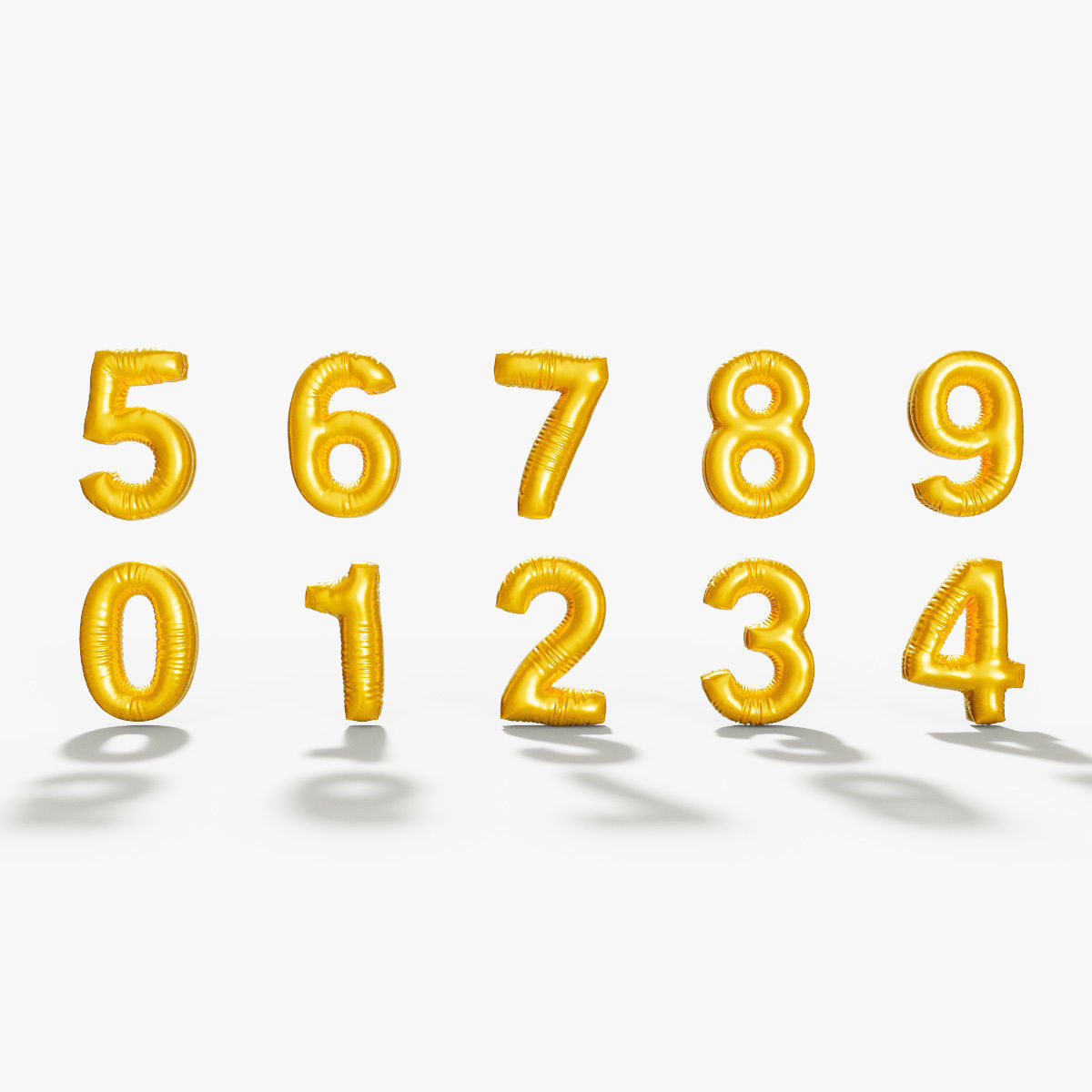 Foil Balloon Numbers 3D model_5