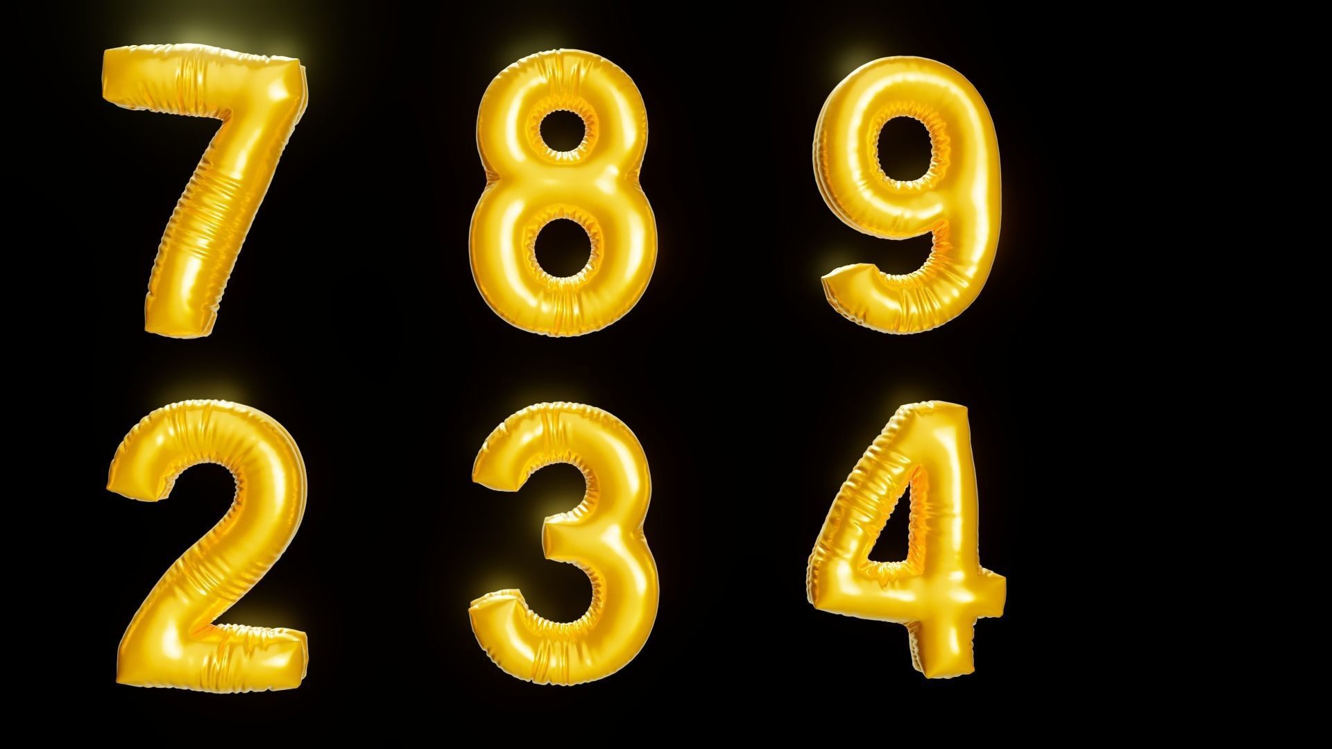 Foil Balloon Numbers 3D model_2