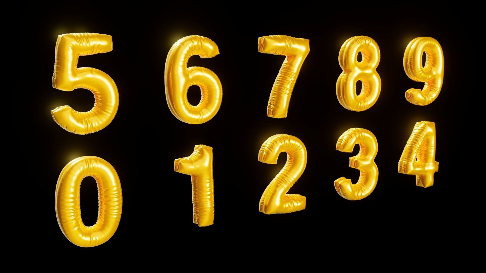 Foil Balloon Numbers 3D model_3